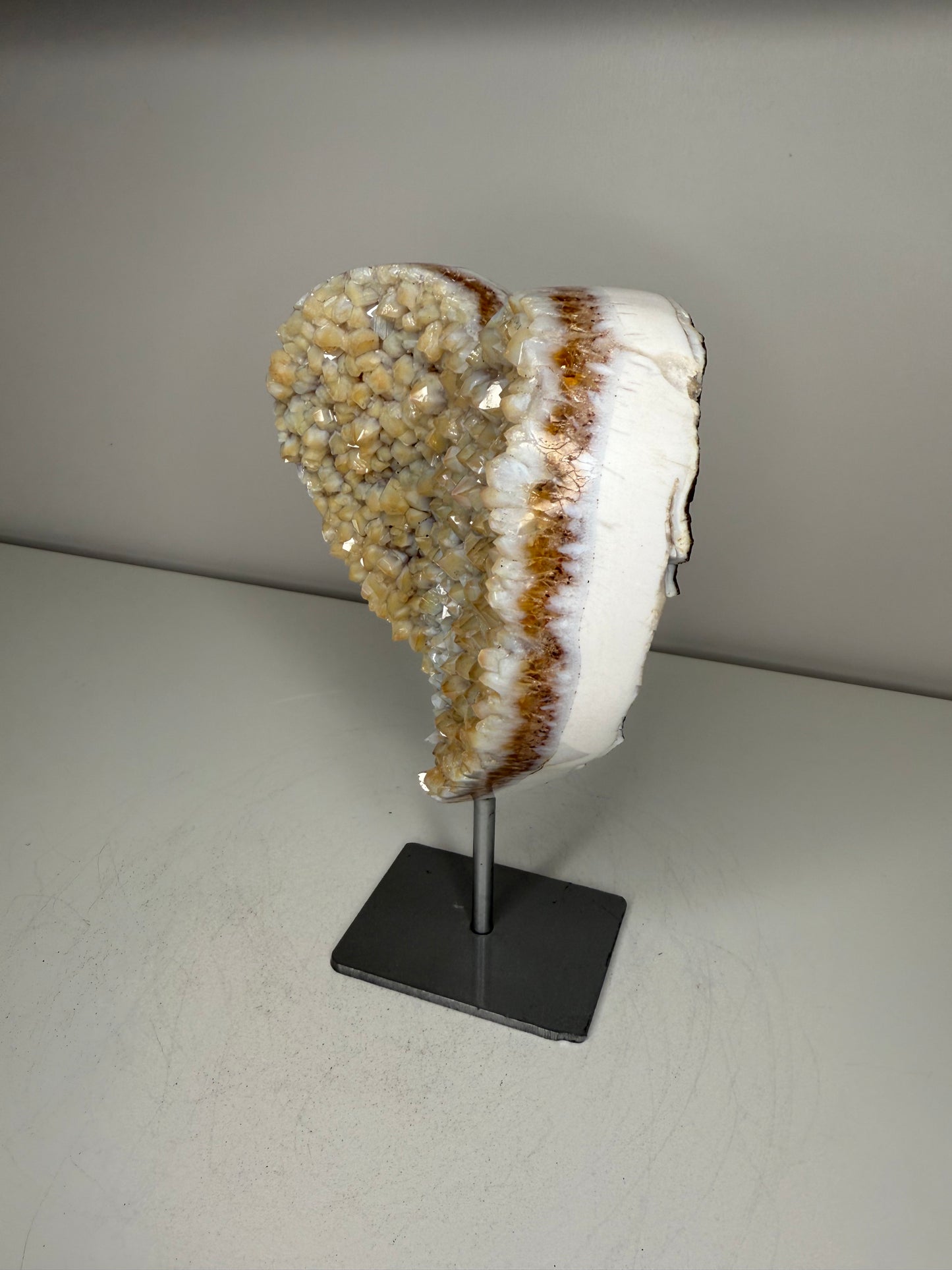 Agate X Heated Citrine Heart on stand