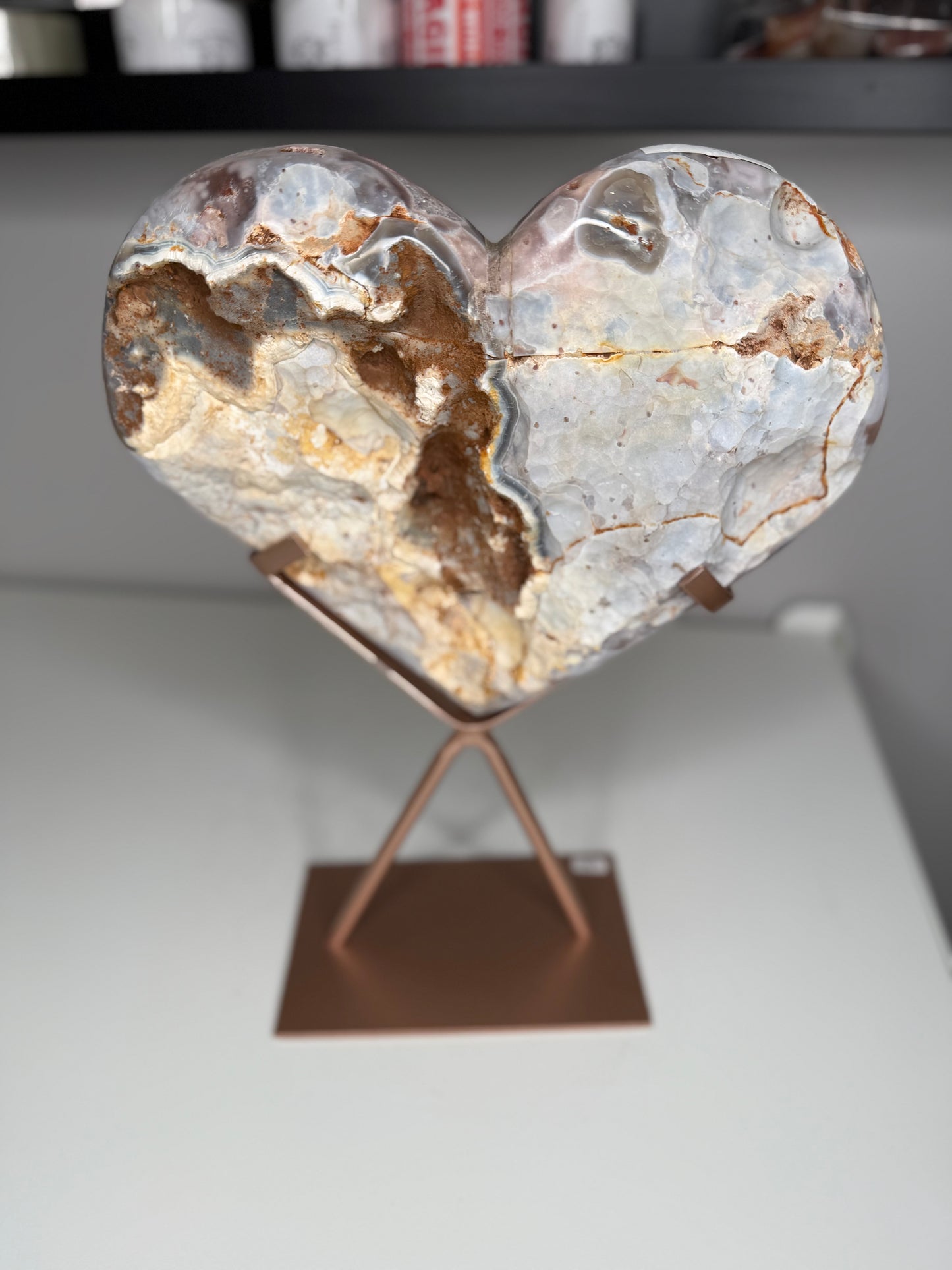 Pink Amethyst X Agate Druzy Heart on stand