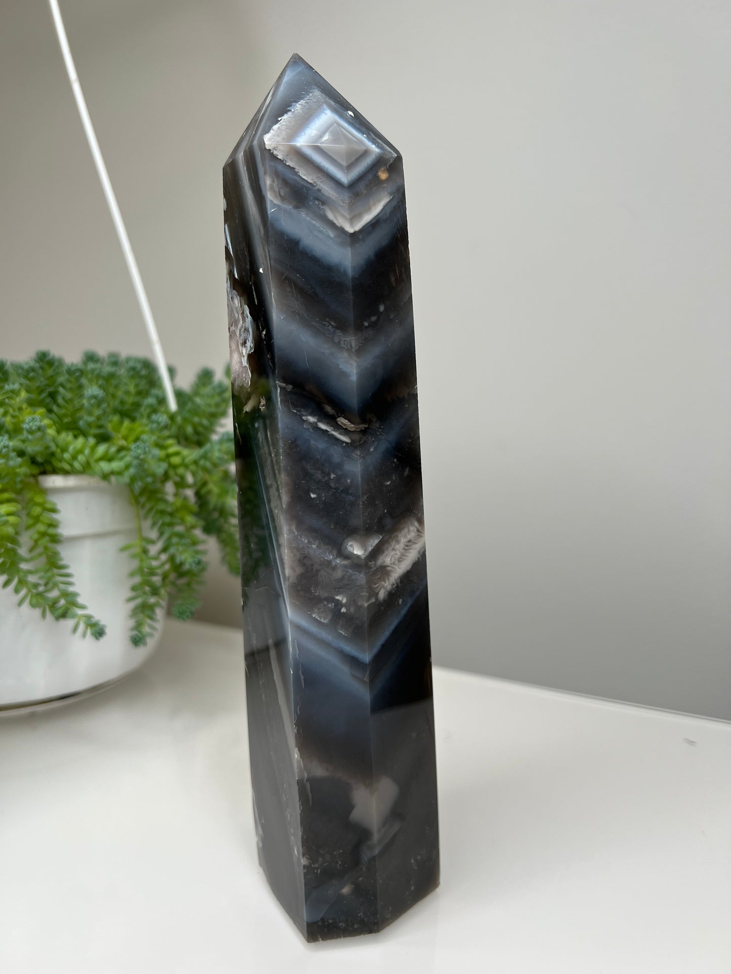 Black Flower Agate Towers
