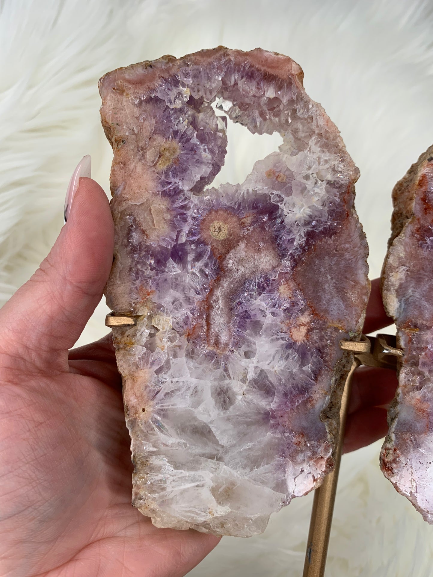 Lilac/Pink Amethyst Slab Wings on stand