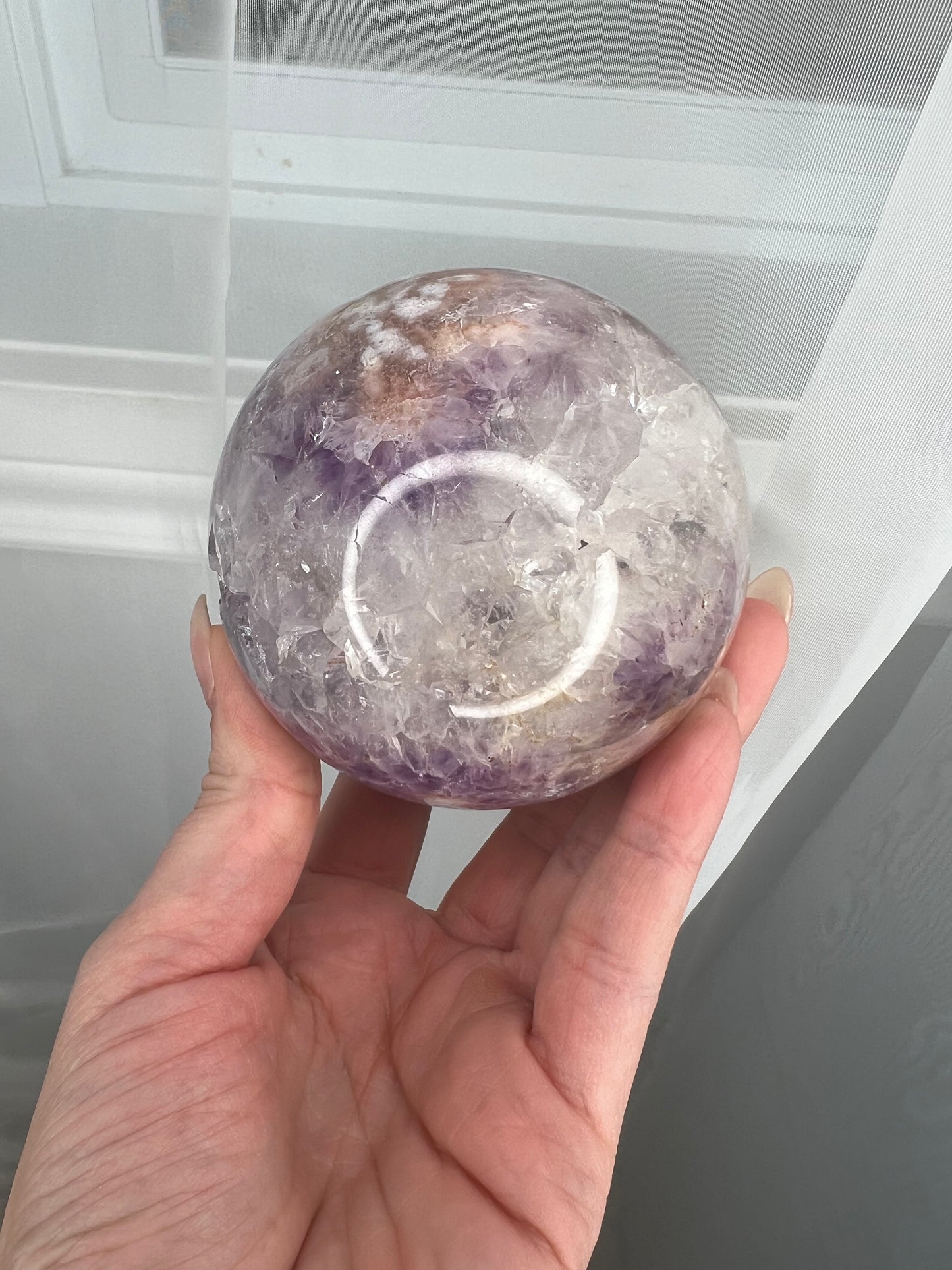 Flower Agate X amethyst Sphere