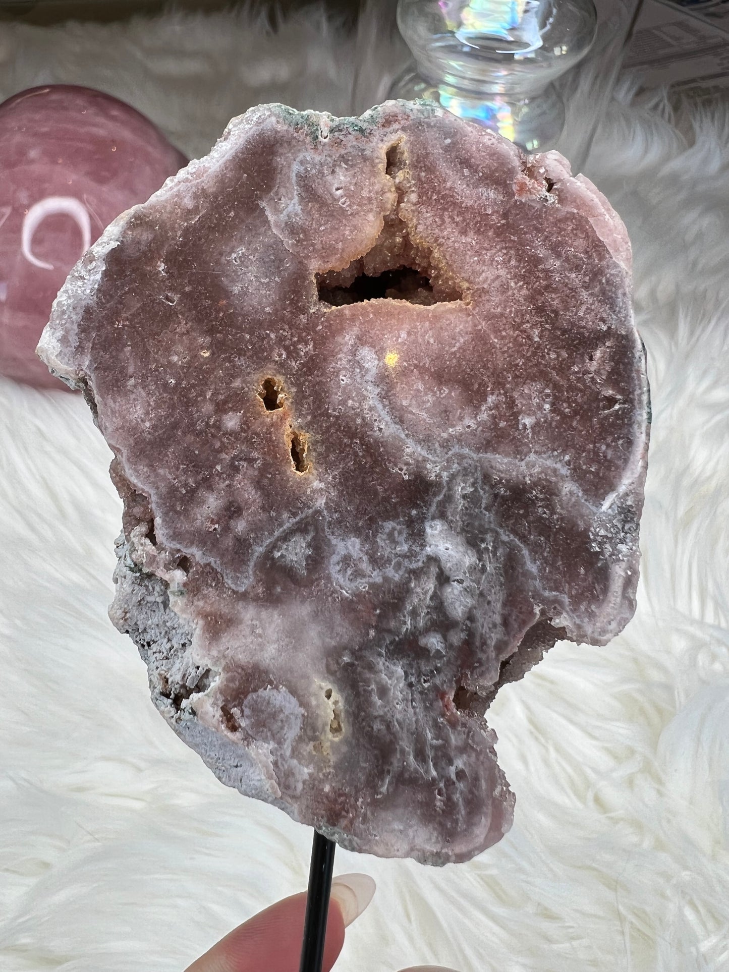 Pink Amethyst slab on stand (s17)