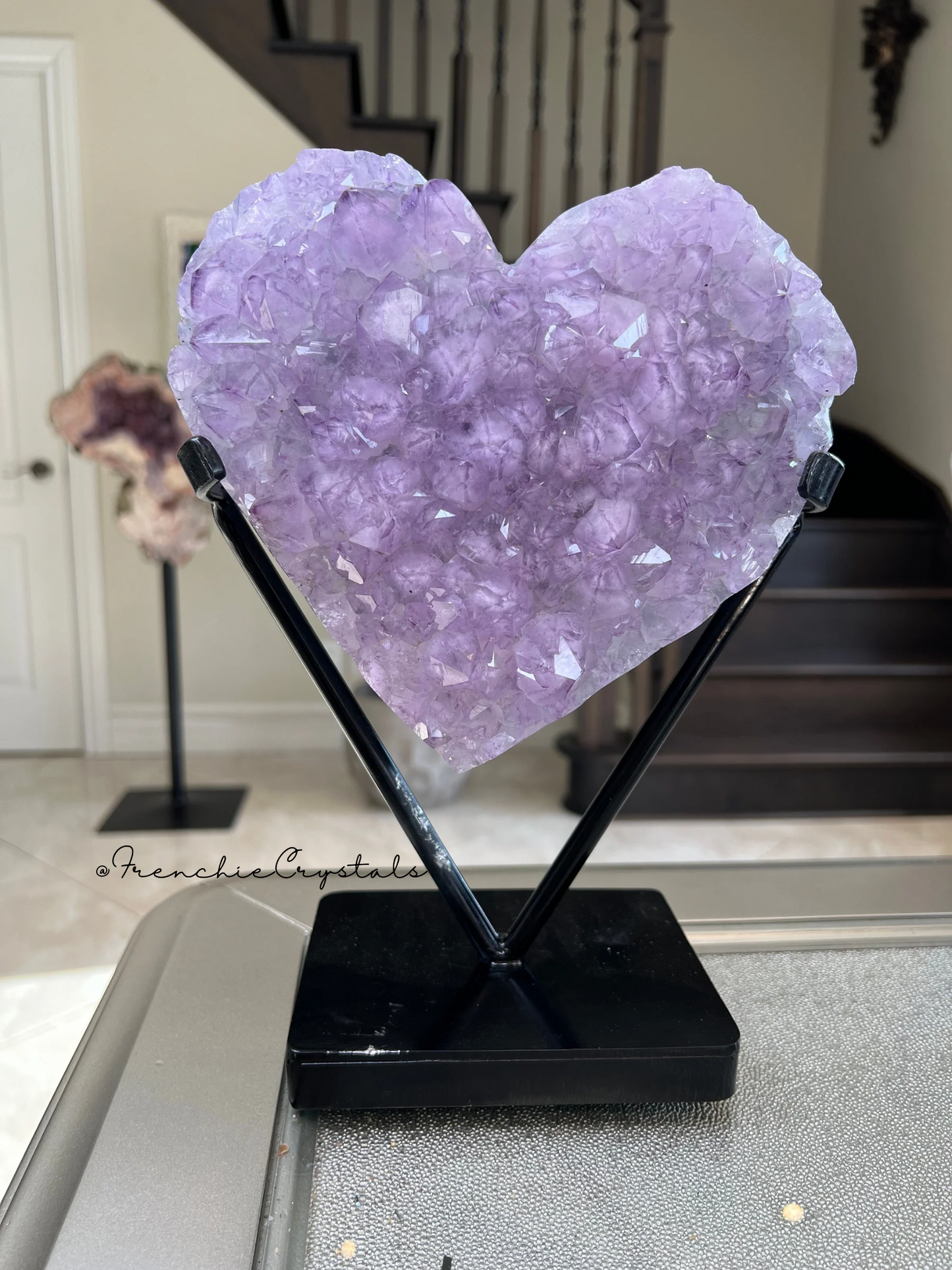 Lilac Amethyst Heart on stand