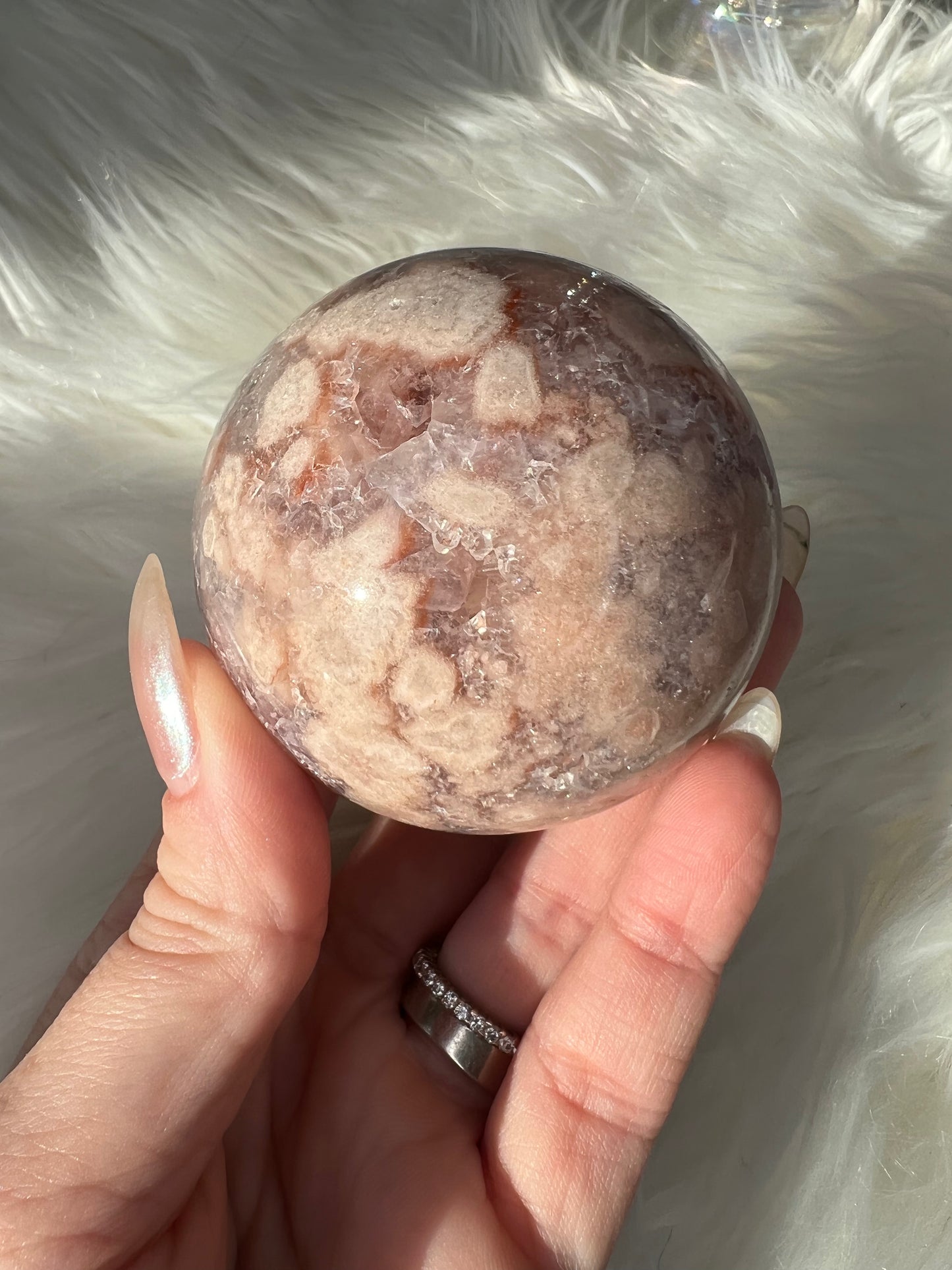 Flower Agate X Amethyst Sphere