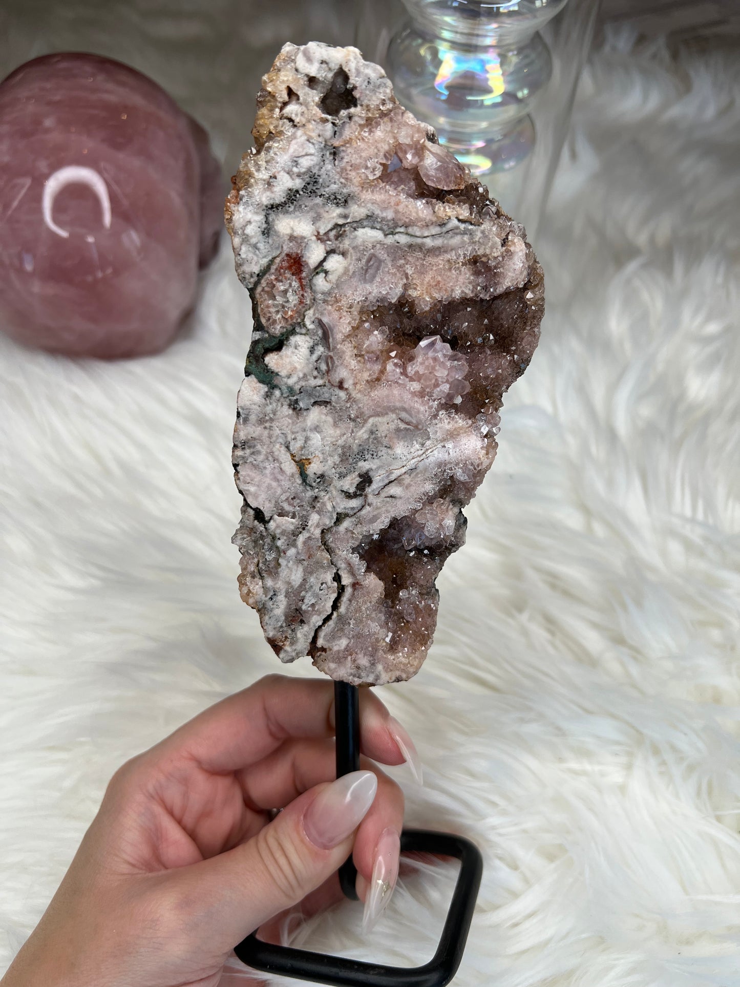 Pink Amethyst slab on stand (s33)