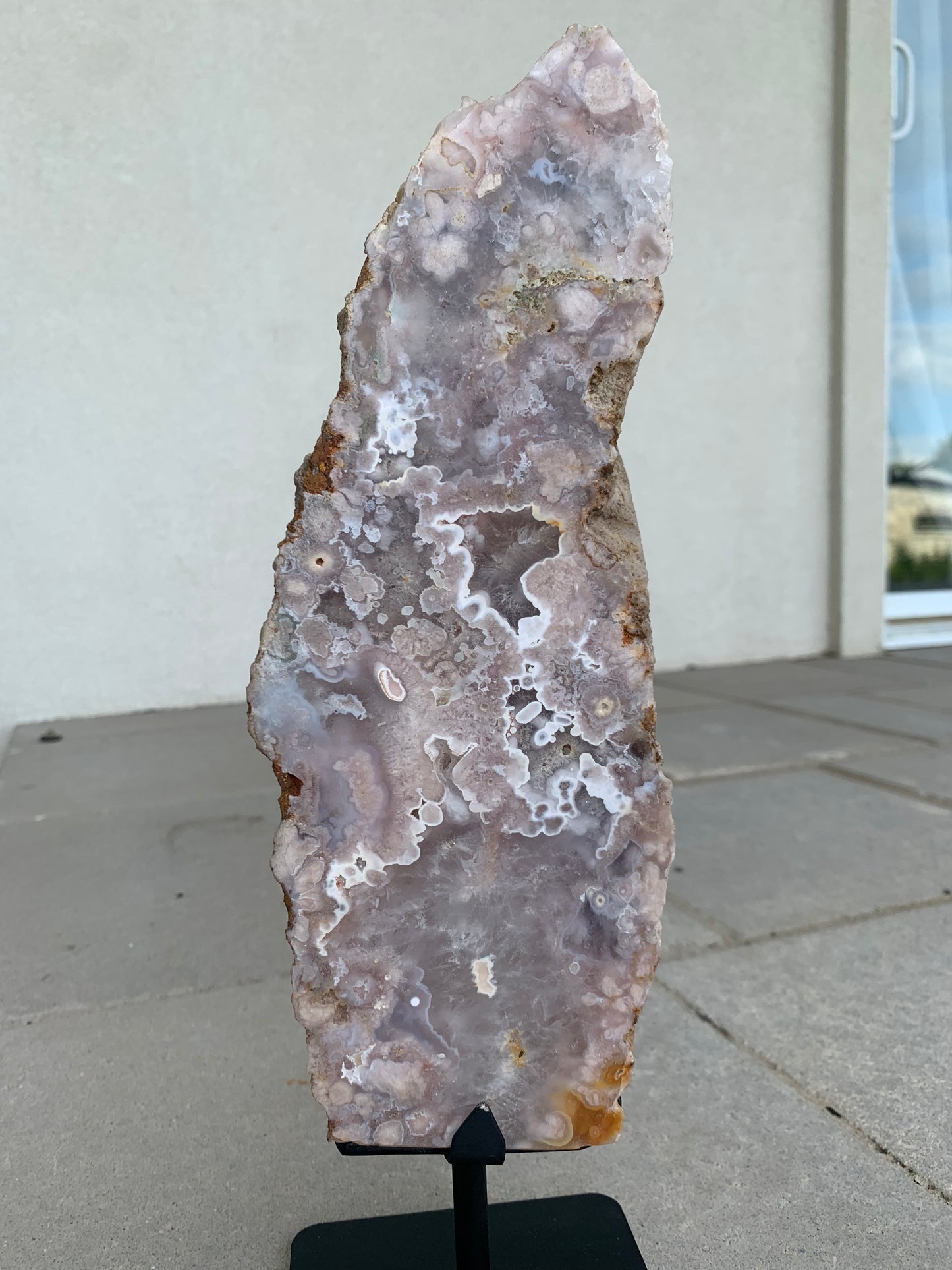 Pink Amethyst X Flower Agate Slab with stand