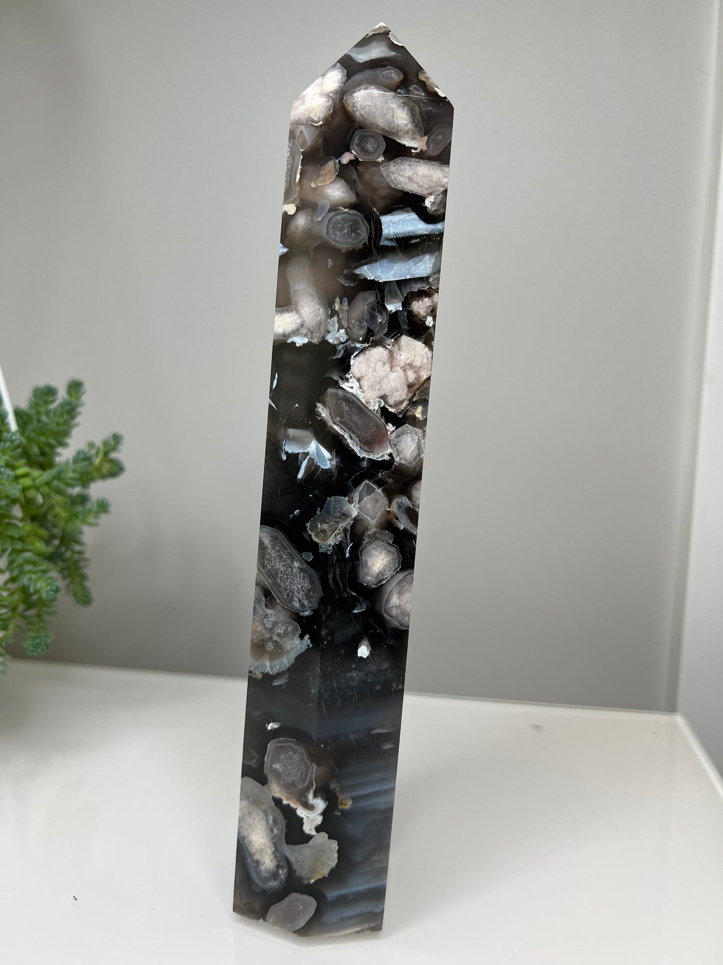 Black Flower Agate Towers