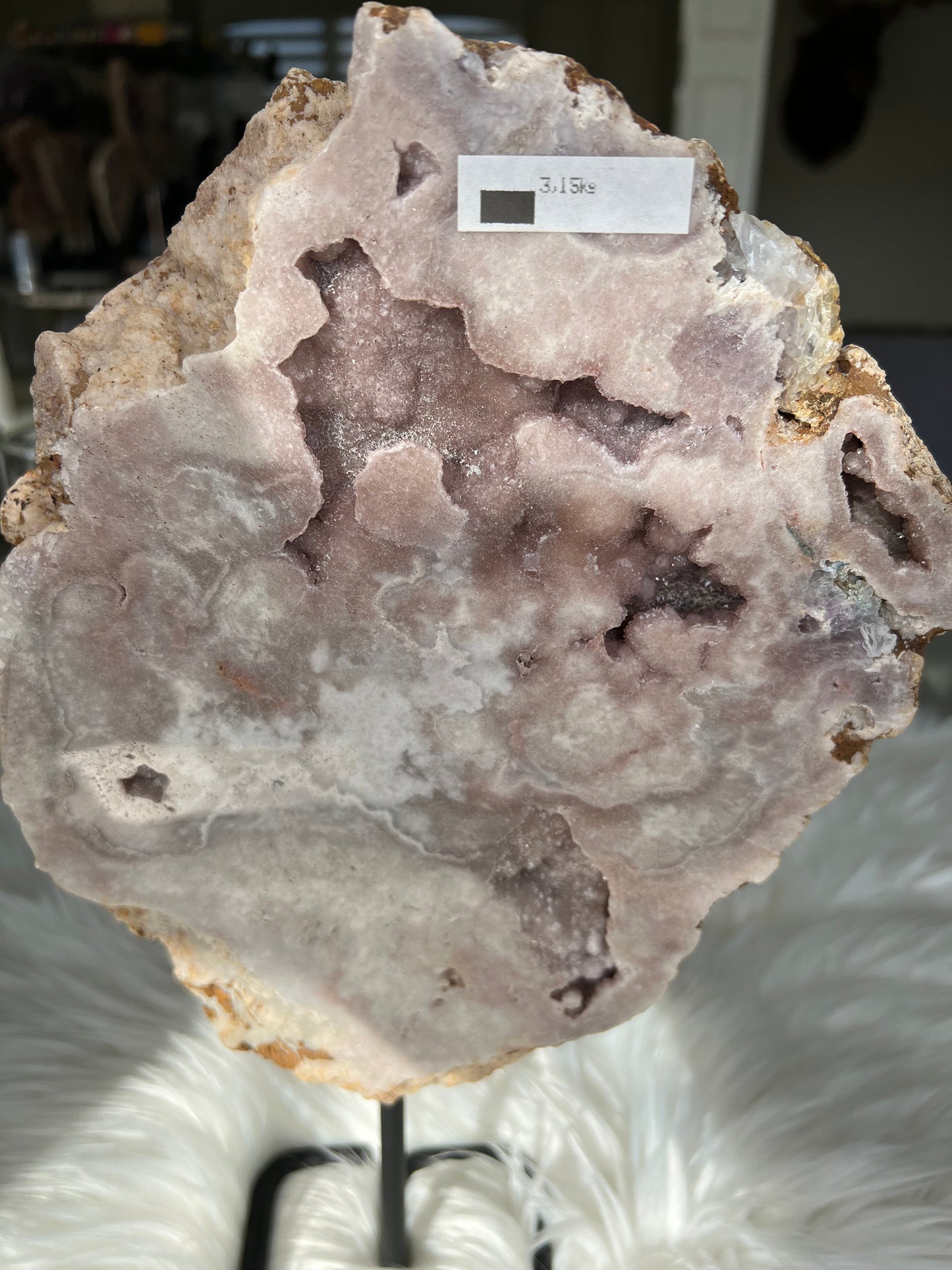 Pink Amethyst slab on stand (M05)