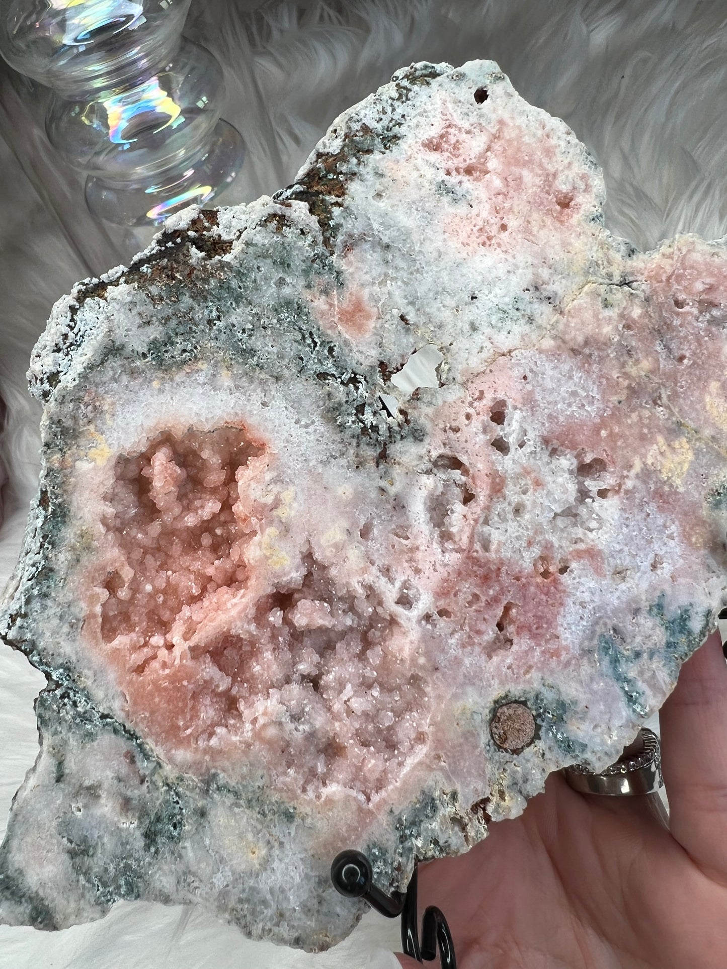 Pink Amethyst slab on stand (s39)