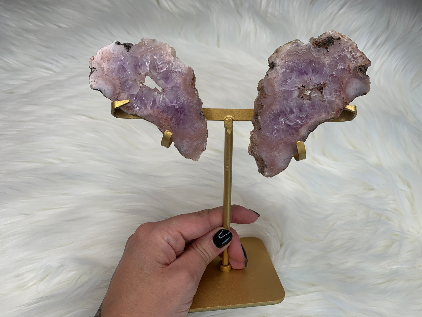 Butterfly Wing Pink Amethyst on stand