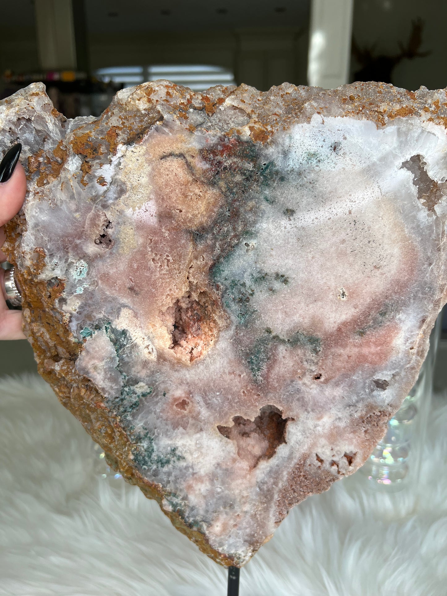 Pink Amethyst slab on stand (M07)