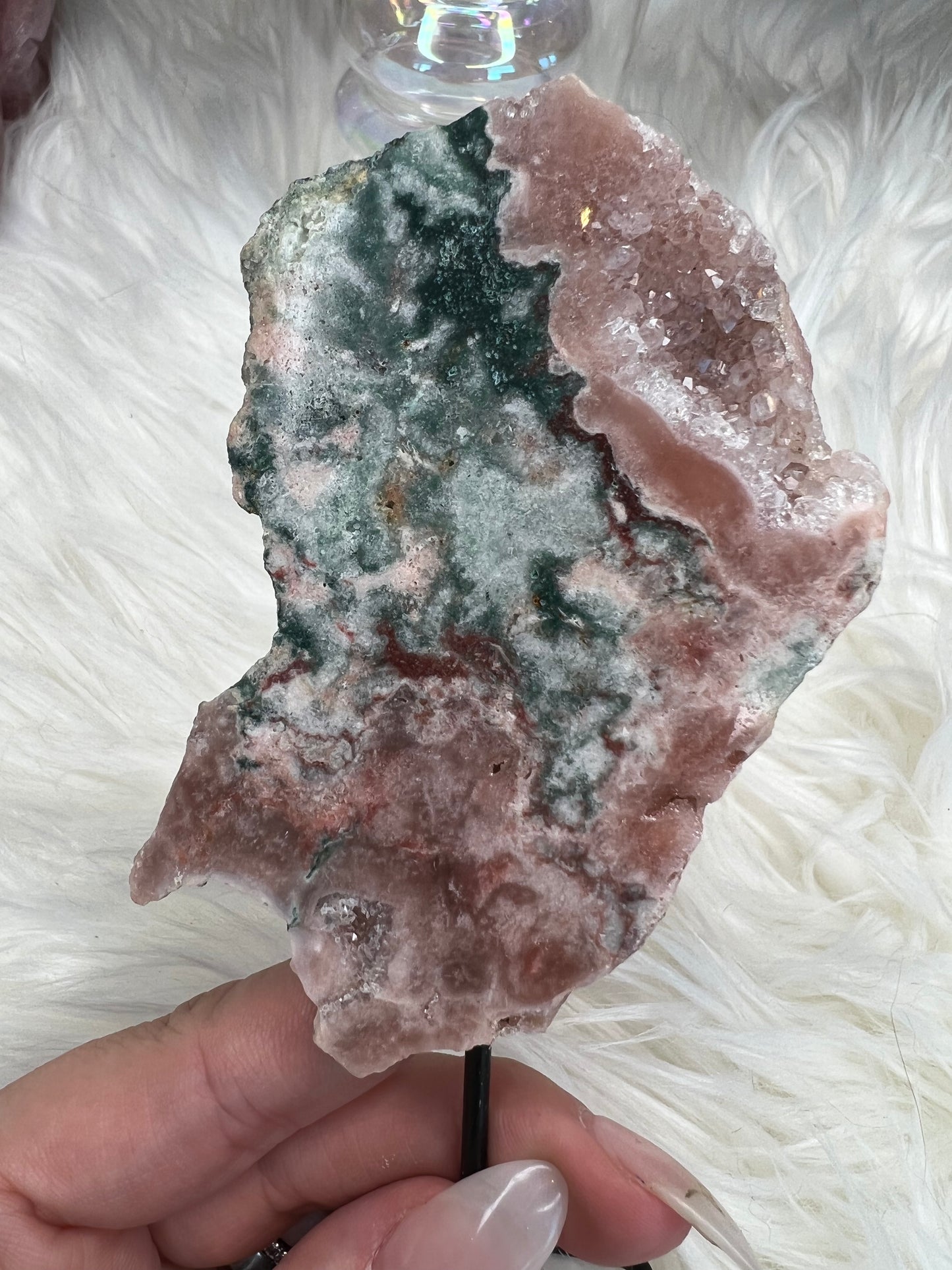 Pink Amethyst slab on stand (s24)