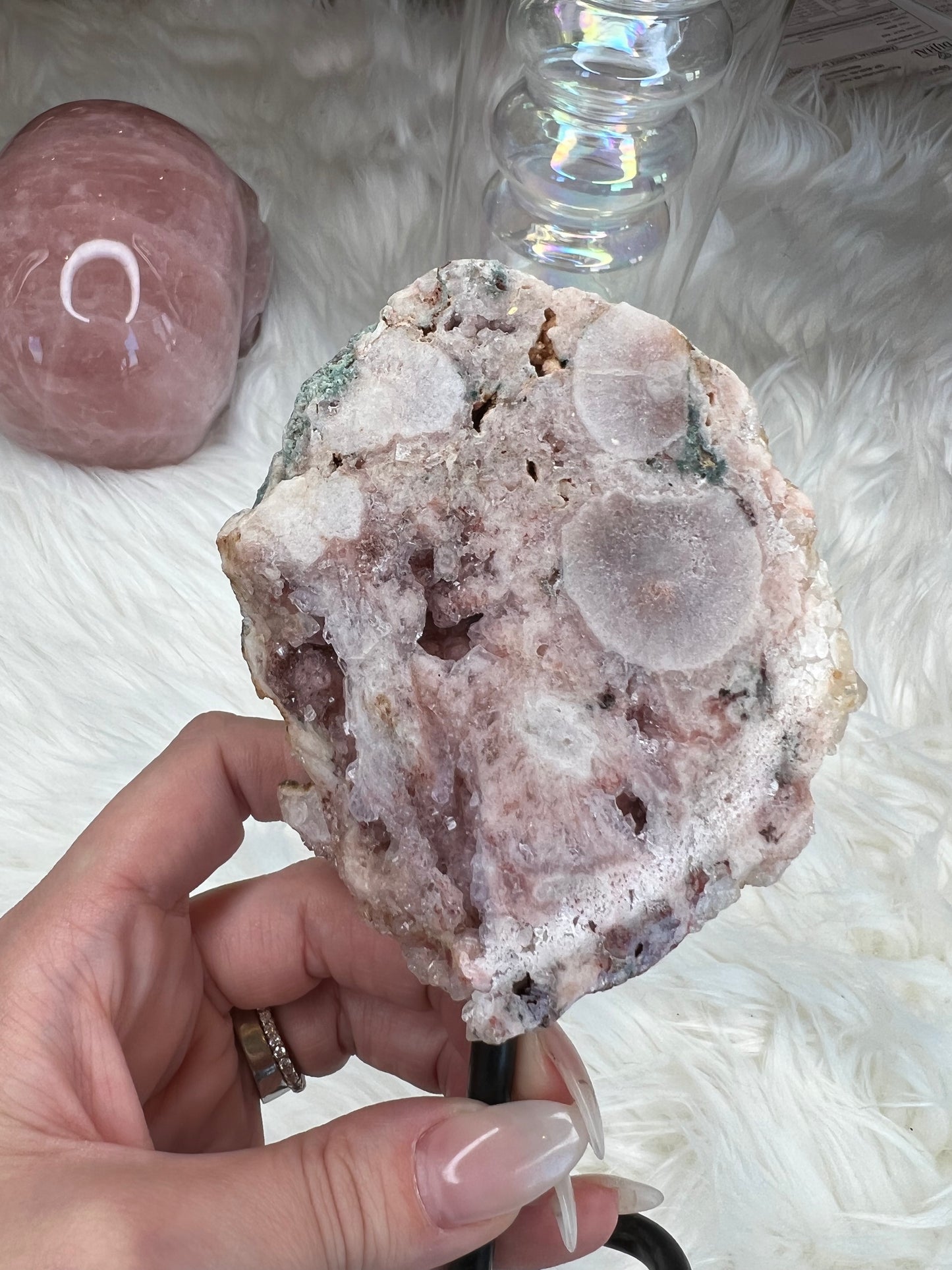 Pink Amethyst slab on stand (s34)