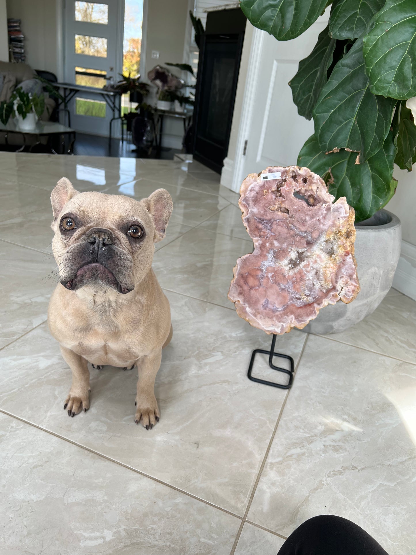 Pink Amethyst slab on stand (M08)