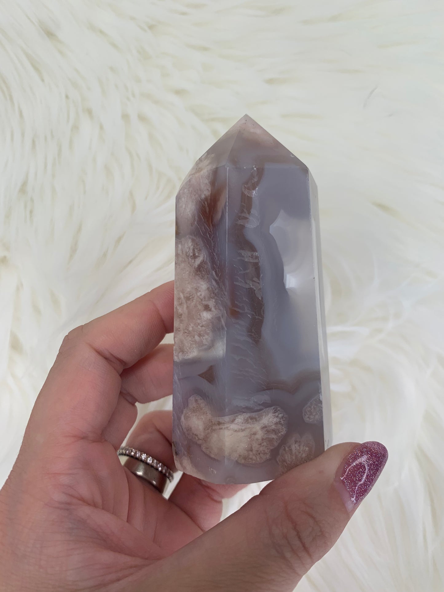 Grey Flower Agate Medium Sized Towers