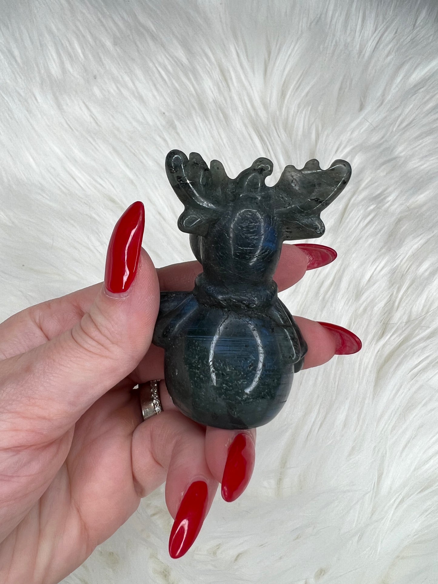Labradorite Reindeer Carving