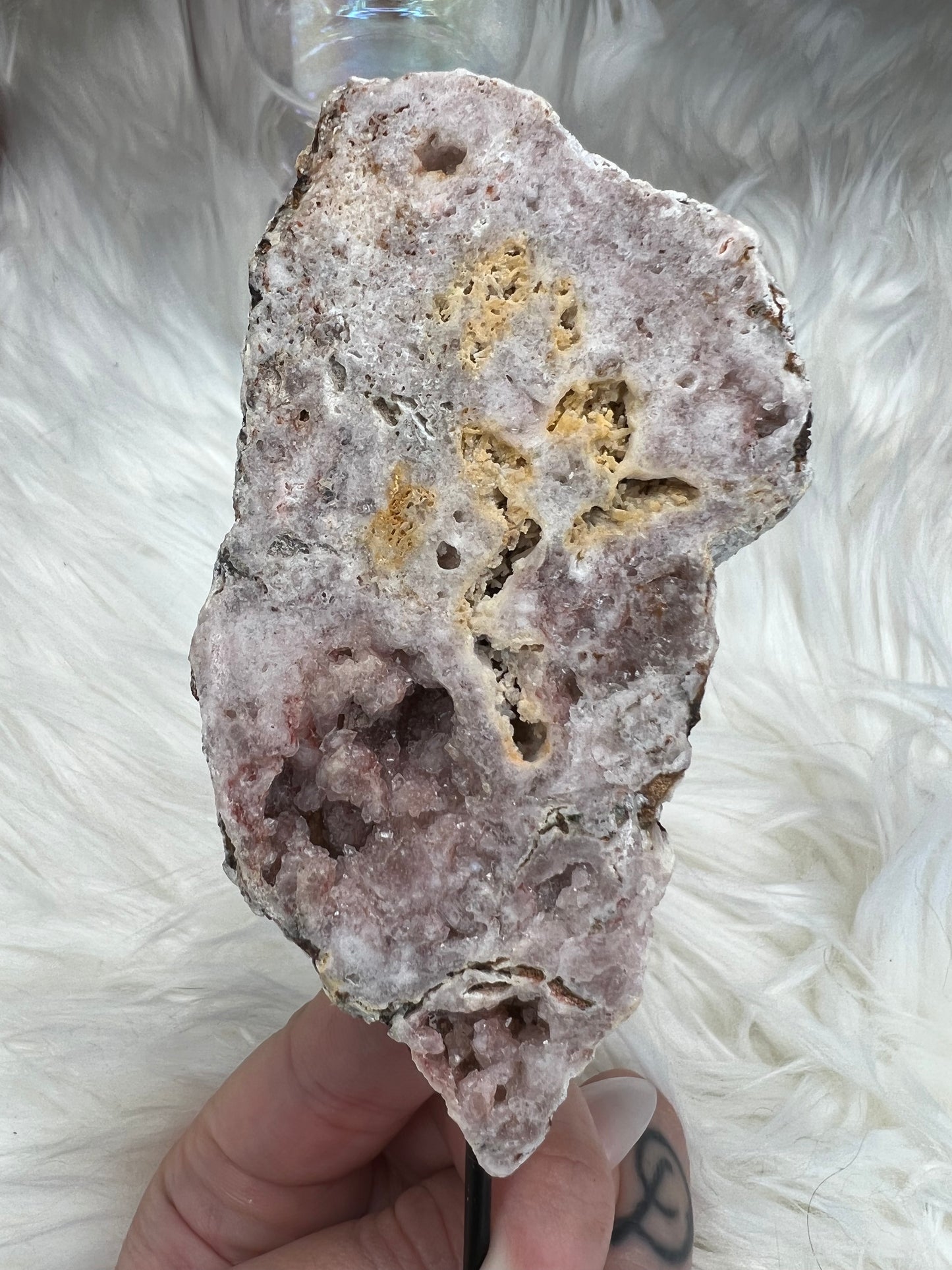 Pink Amethyst slab on stand (s04)