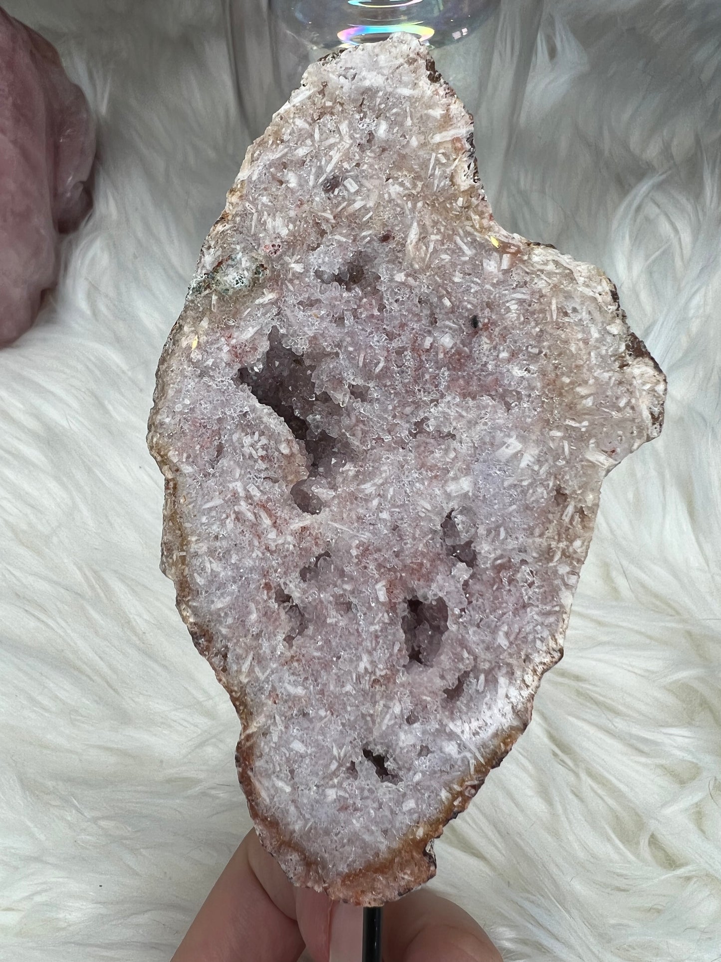 Pink Amethyst slab on stand (s06)
