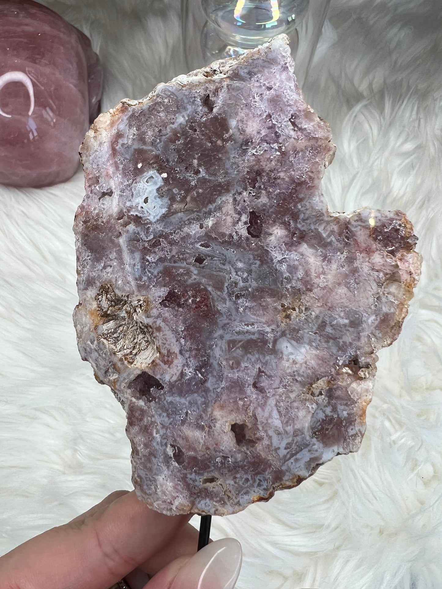 Pink Amethyst slab on stand (s26)