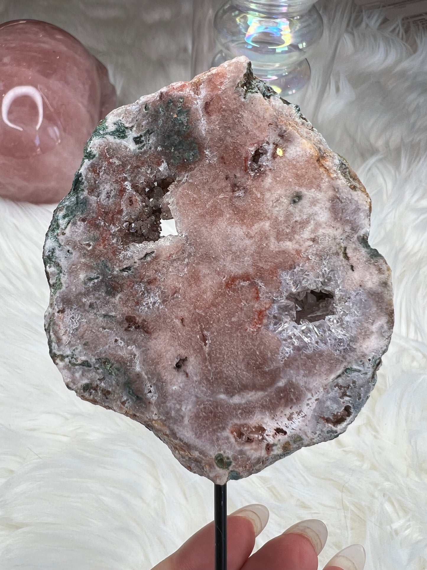 Pink Amethyst slab on stand (s14)