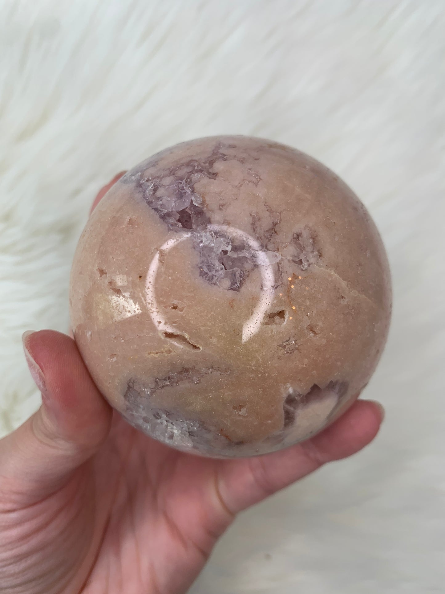 Bubble Gum Pink Amethyst with lilac druzy Sphere