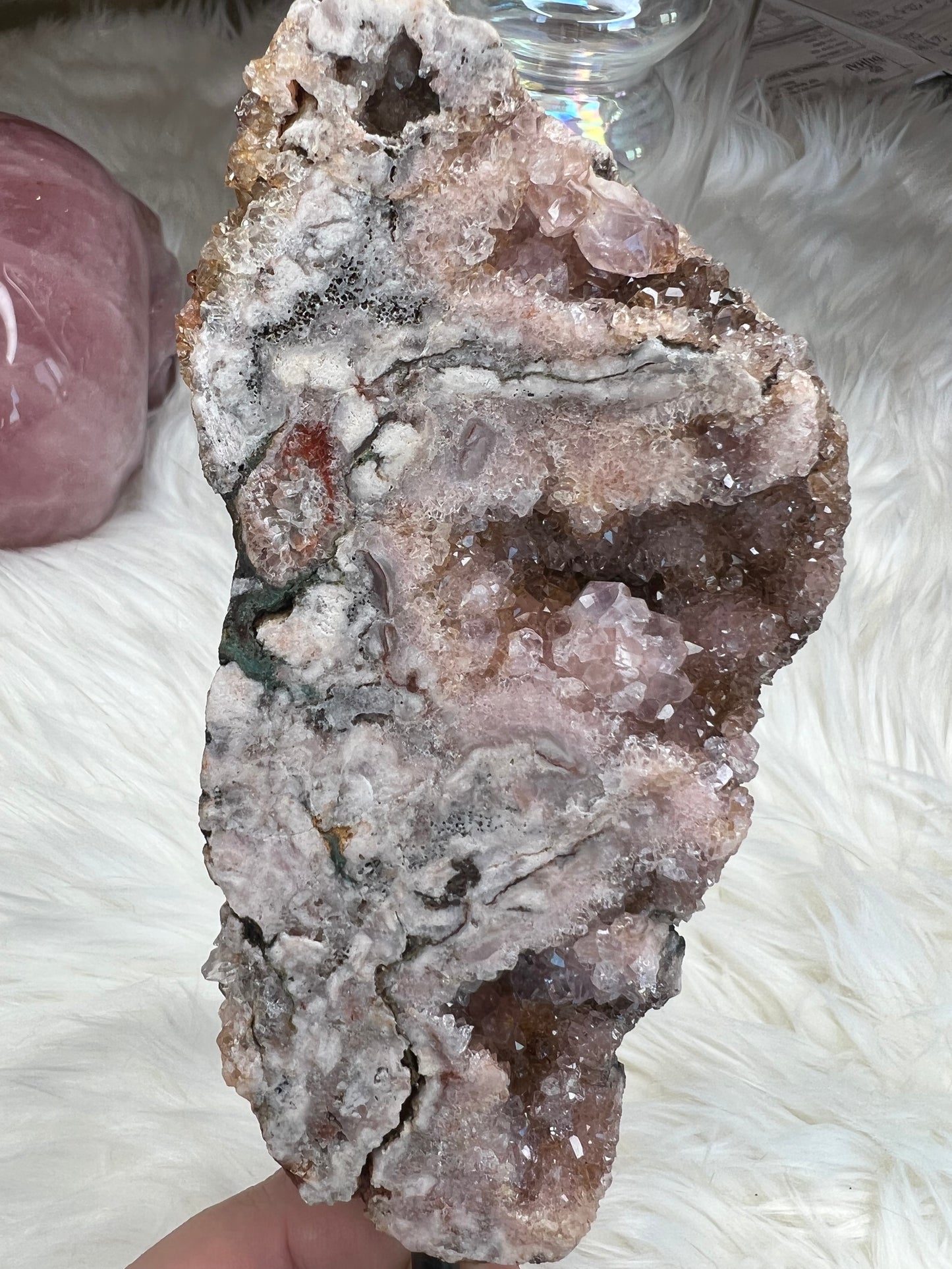 Pink Amethyst slab on stand (s33)