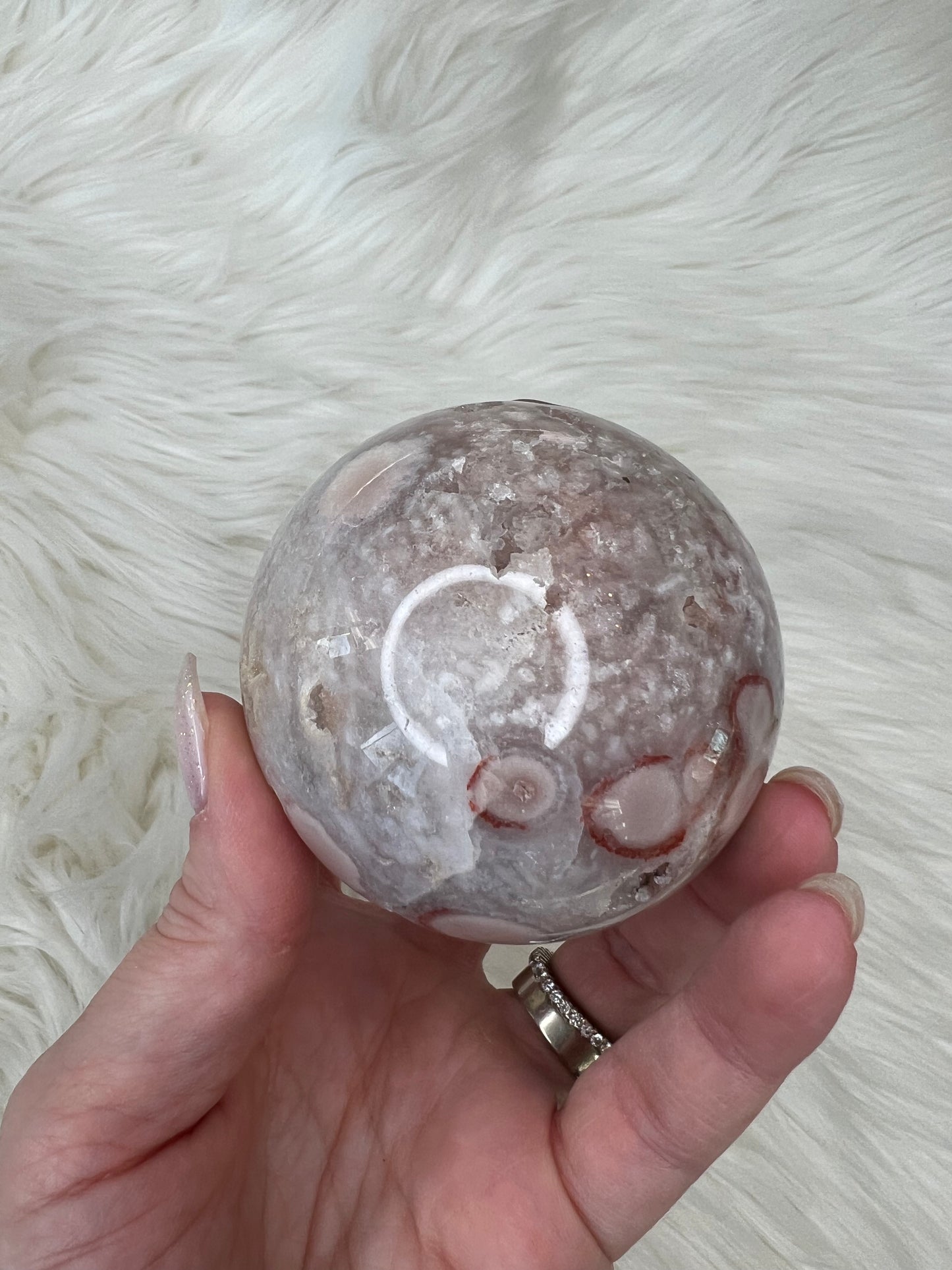 Flower Agate X Pink Amethyst Sphere