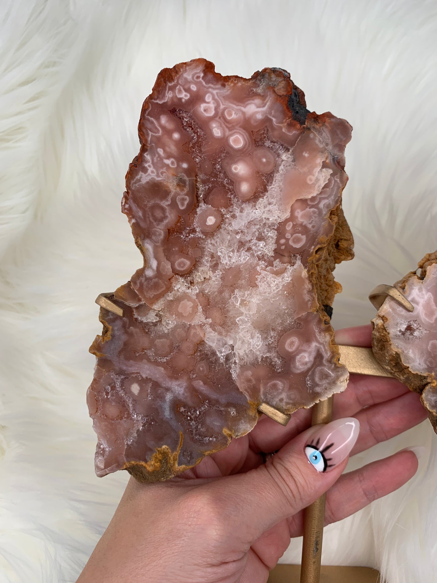 Pink Amethyst Slab Wings on stand