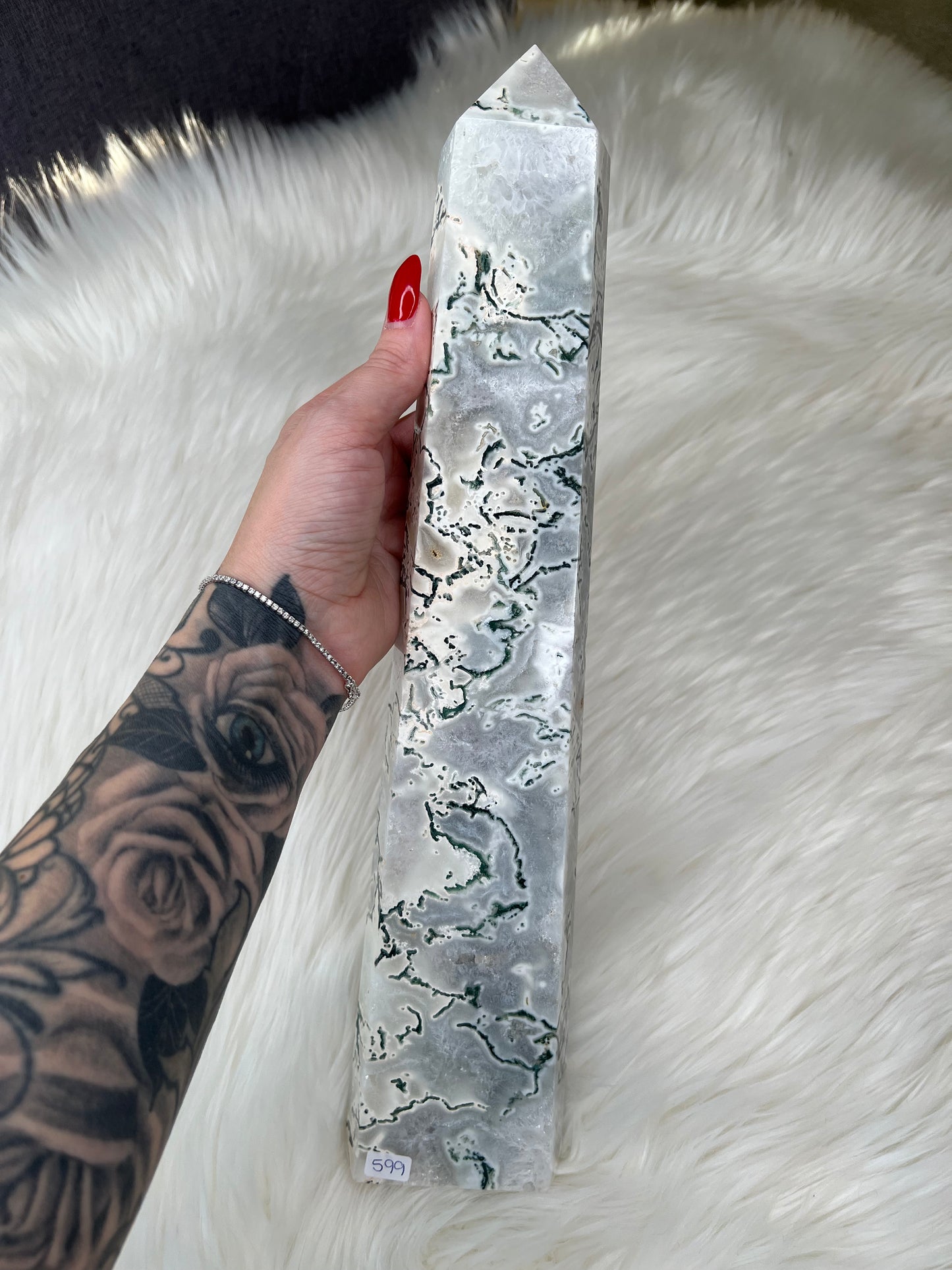 WhiteMoss Agate Tower (XXL)