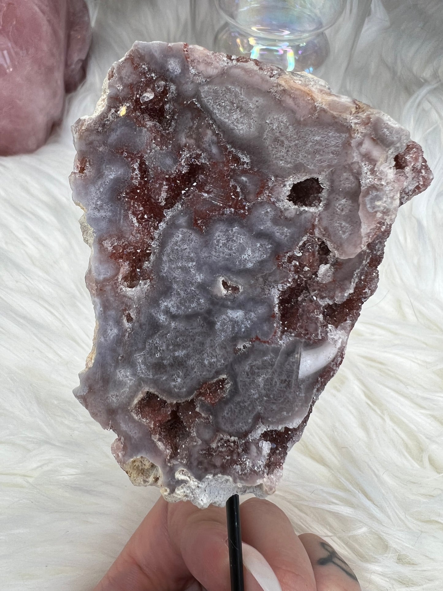Pink Amethyst slab on stand (s11)
