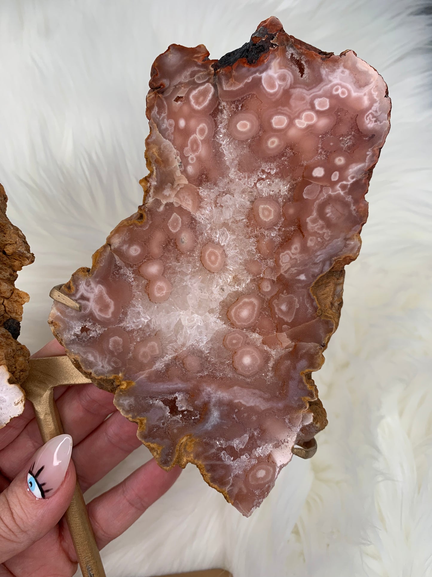 Pink Amethyst Slab Wings on stand