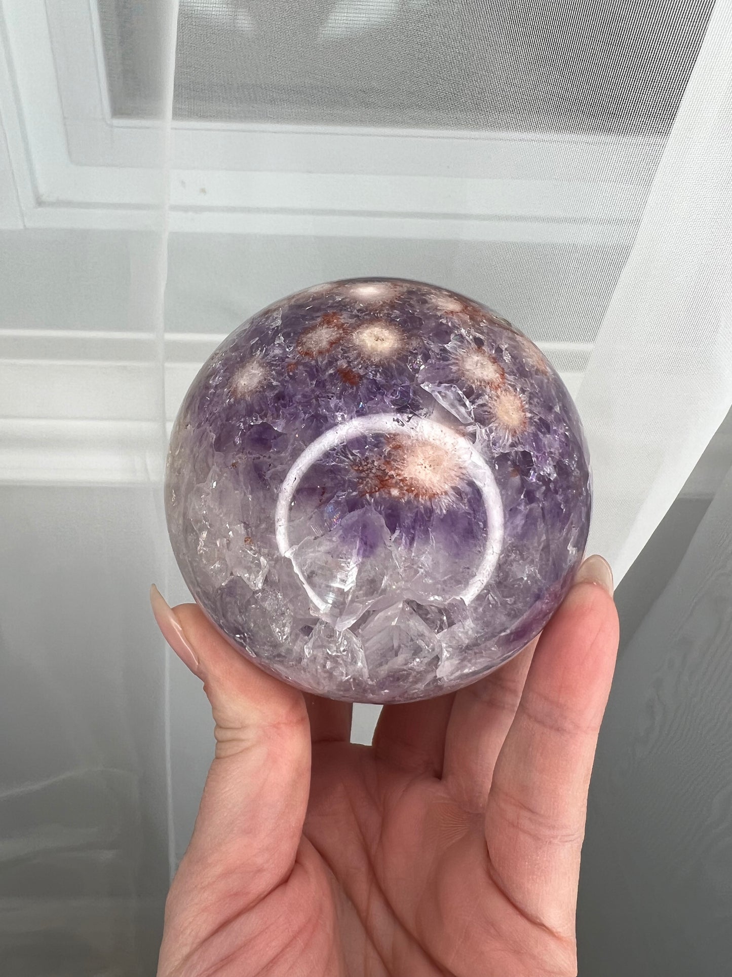 Flower Agate X amethyst Sphere