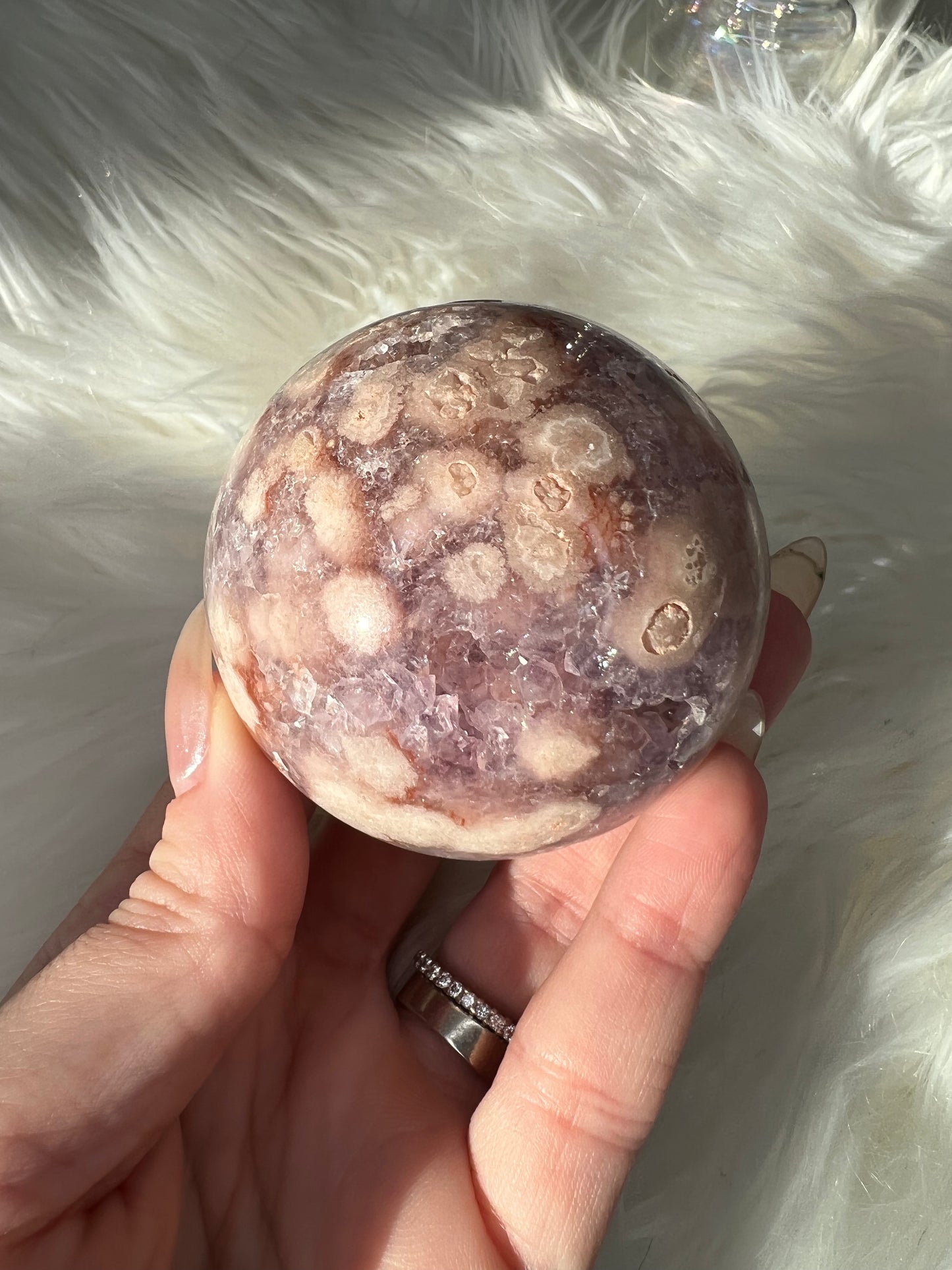 Flower Agate X Amethyst Sphere