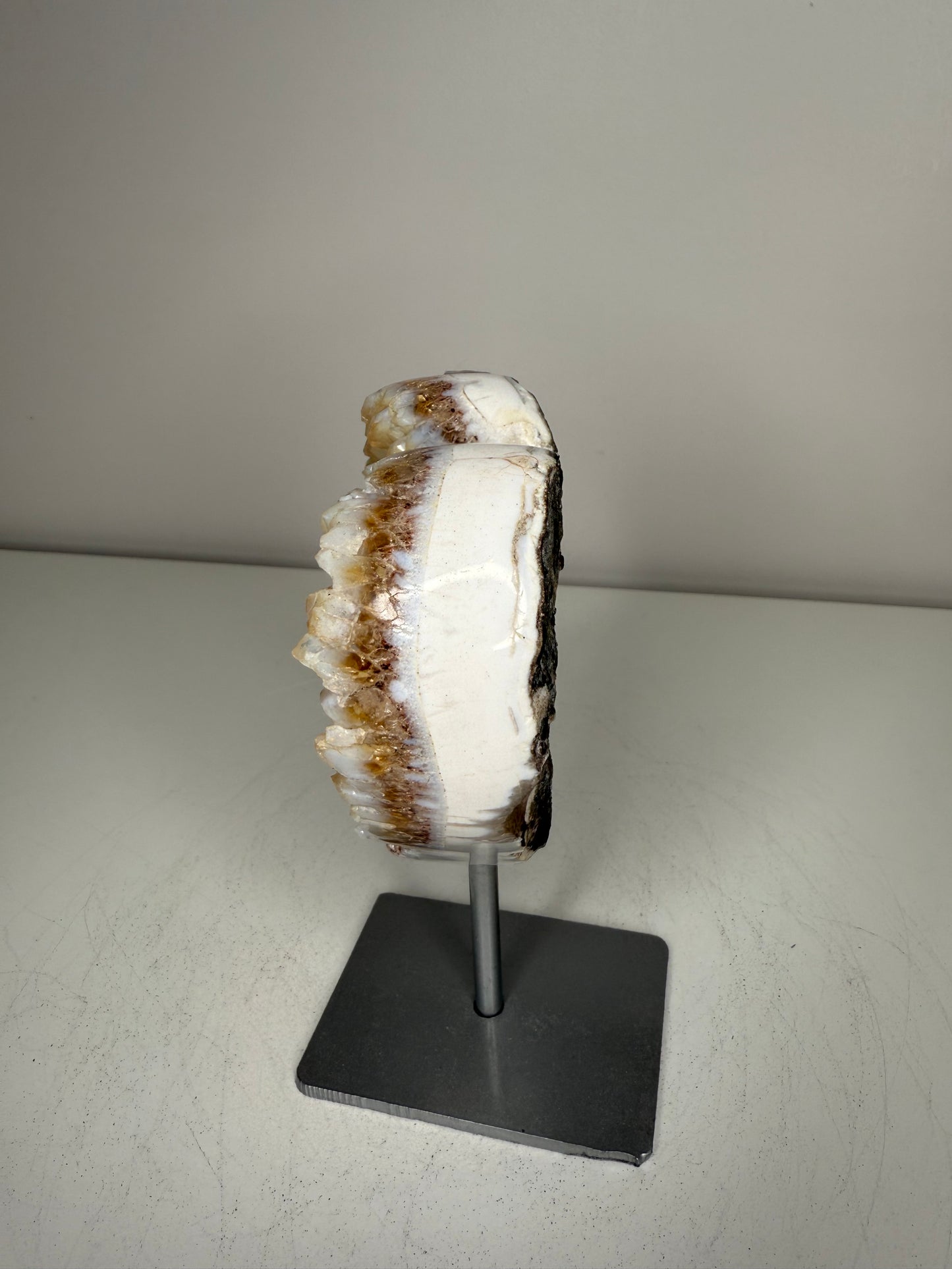 Agate X Heated Citrine Heart on stand