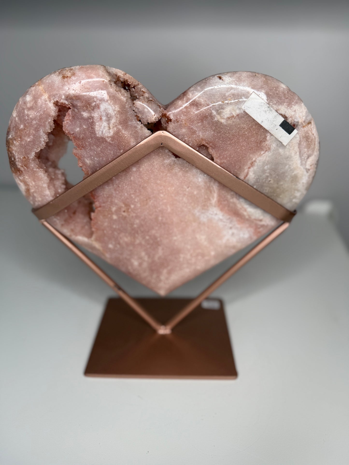 Pink Amethyst Druzy Heart with stand