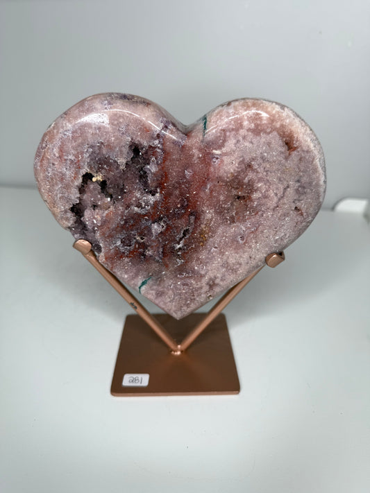 Pink Amethyst Heart on stand
