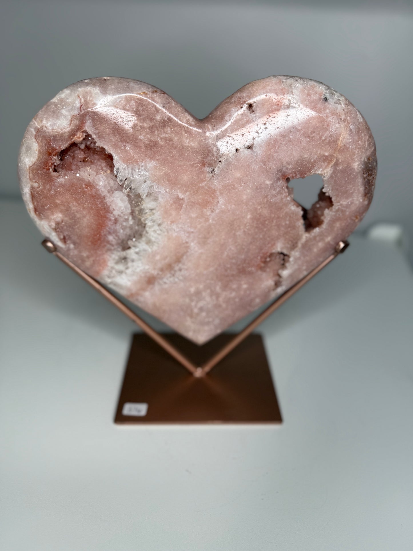Pink Amethyst Druzy Heart with stand