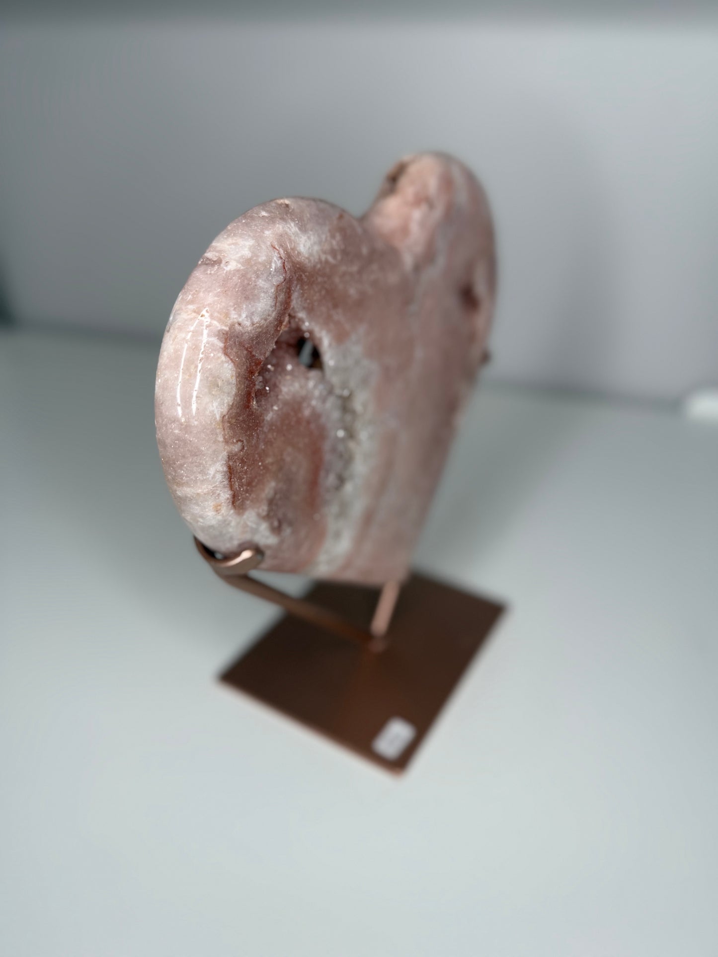Pink Amethyst Druzy Heart with stand