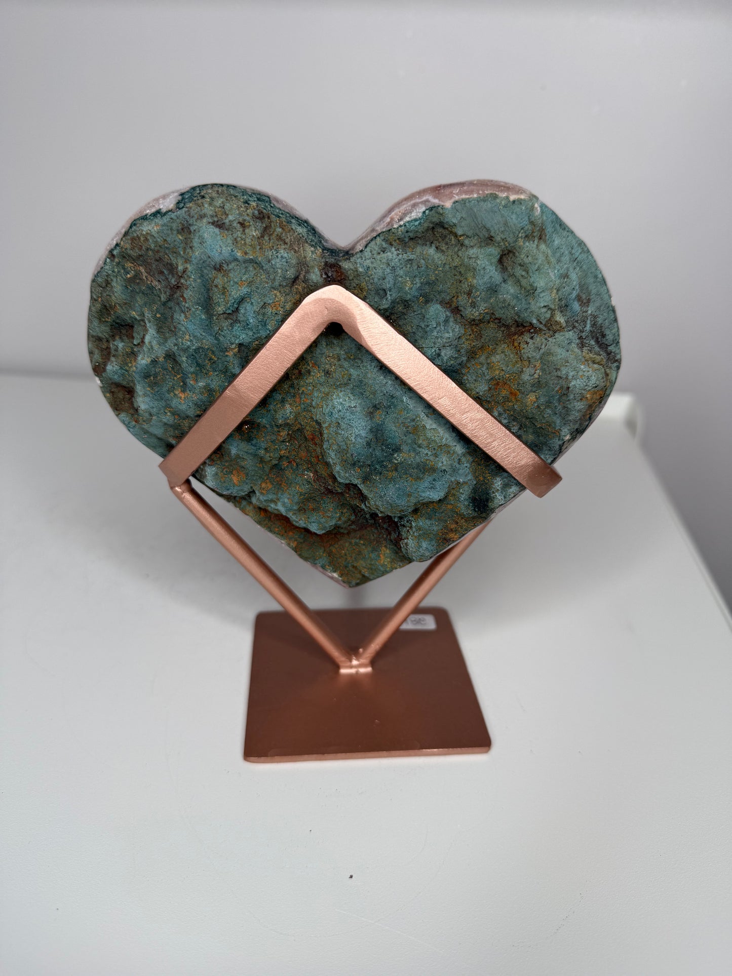 Pink Amethyst Heart on stand