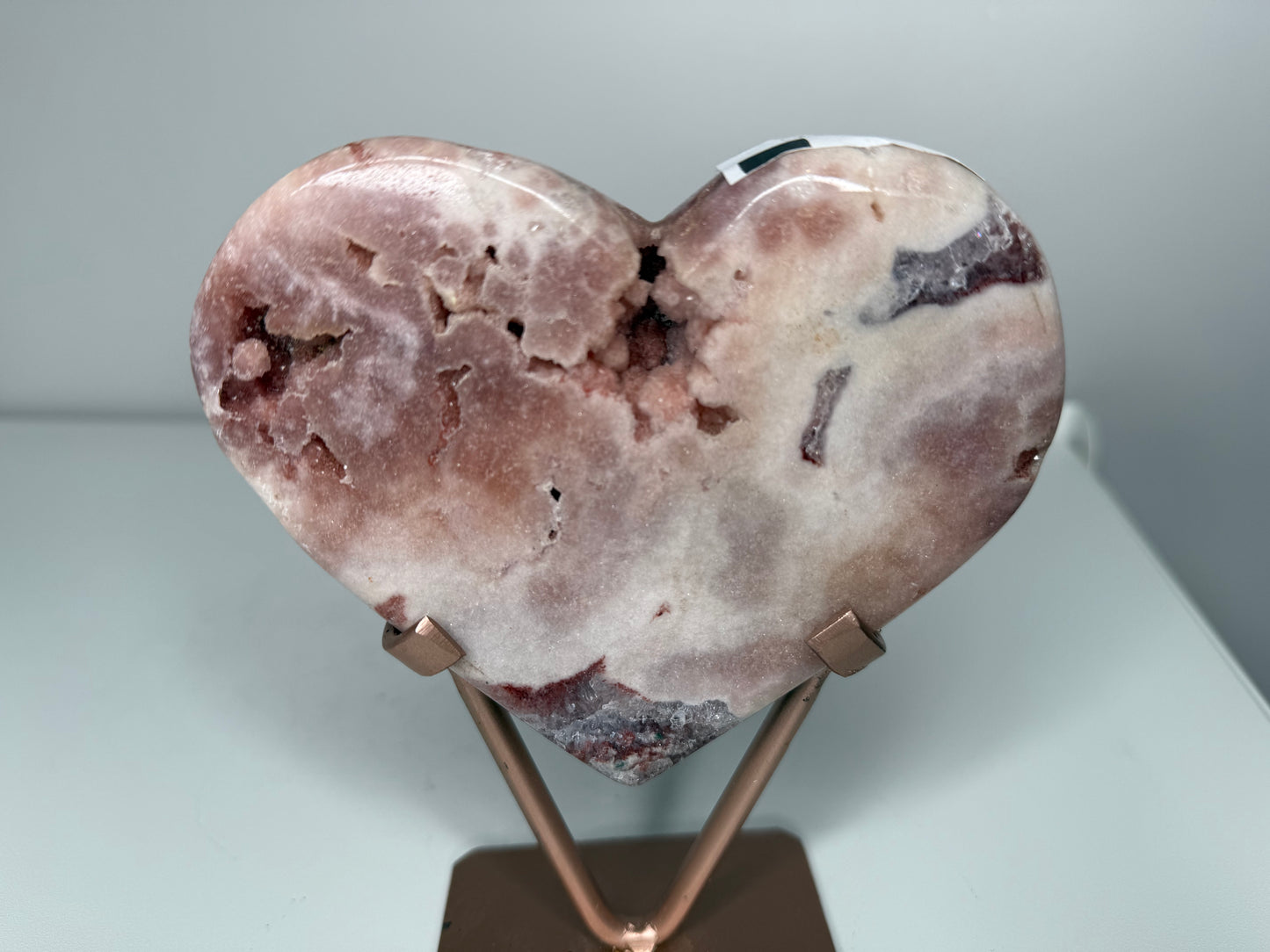 Pink Amethyst Heart on stand