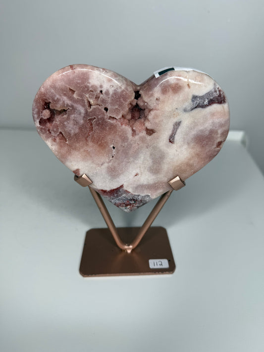 Pink Amethyst Heart on stand