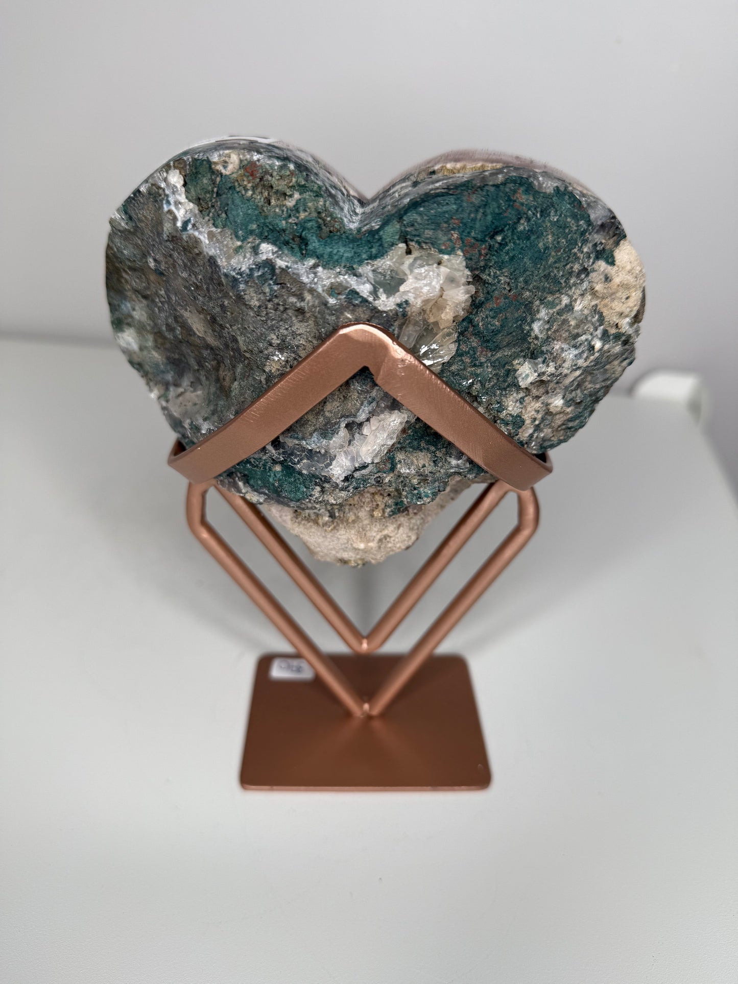 Pink Amerhyst Druzy Heart on stand EXTRA High Quality