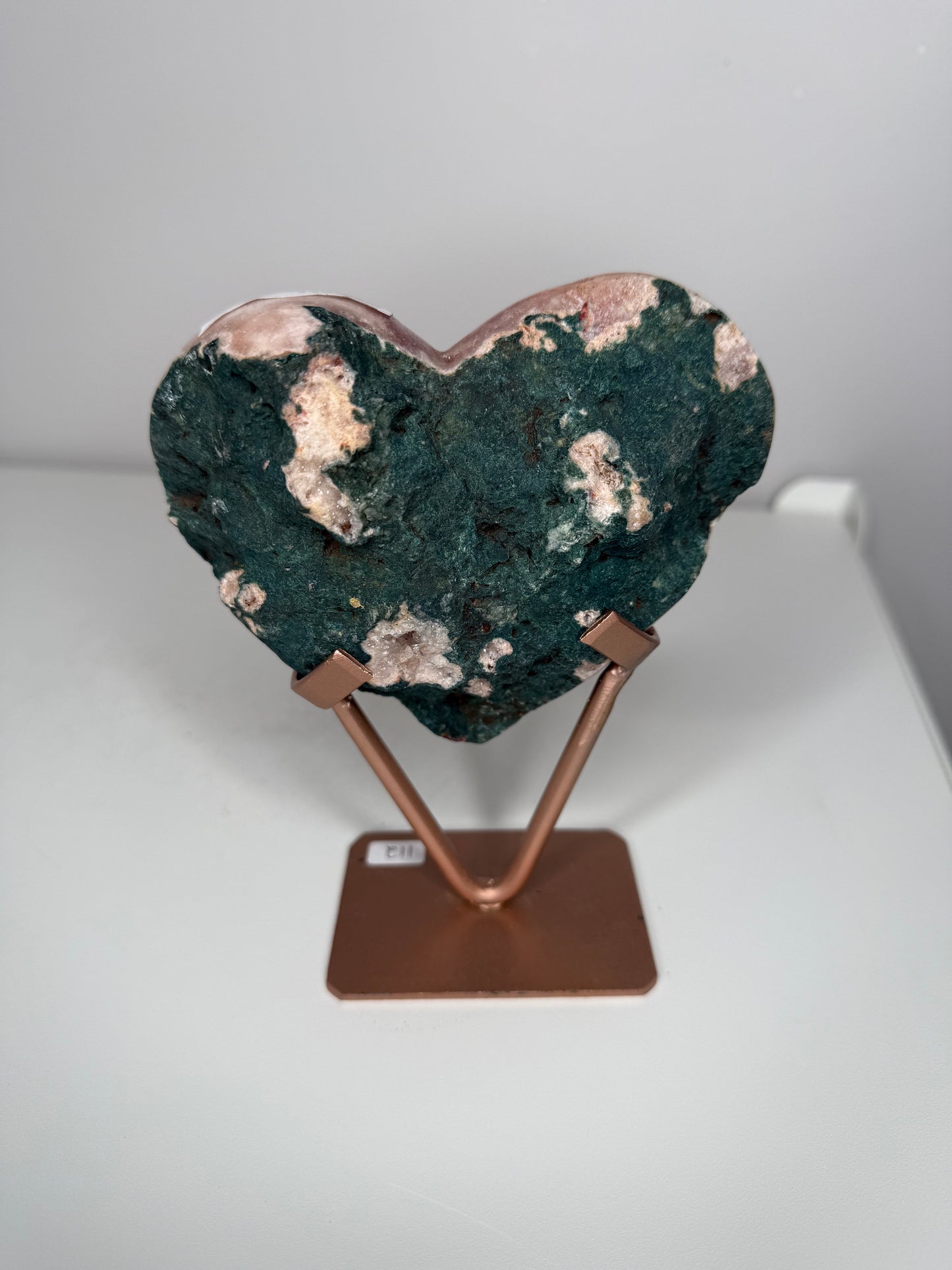 Pink Amethyst Heart on stand