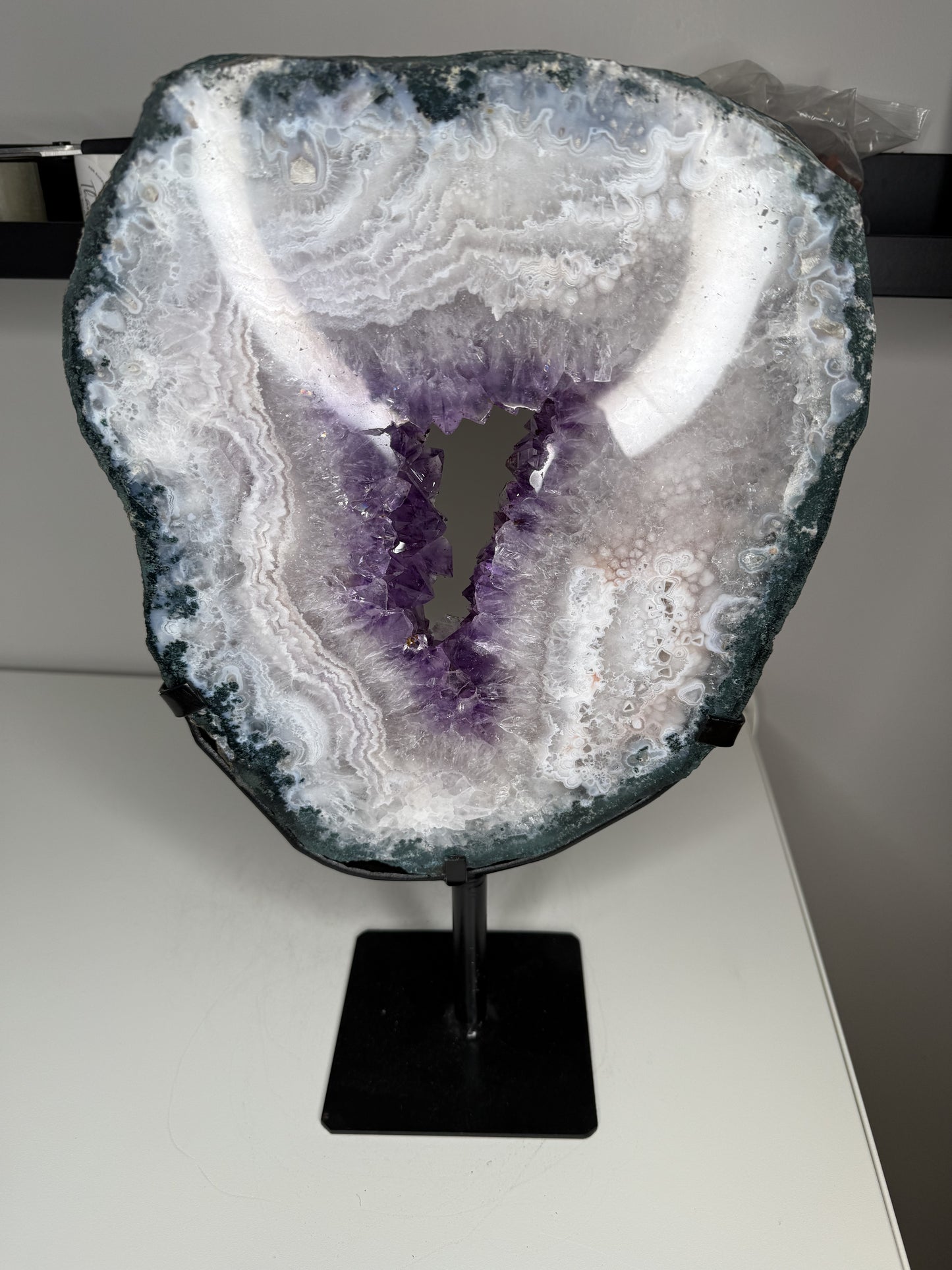 Amethyst X Agate Slice on stand