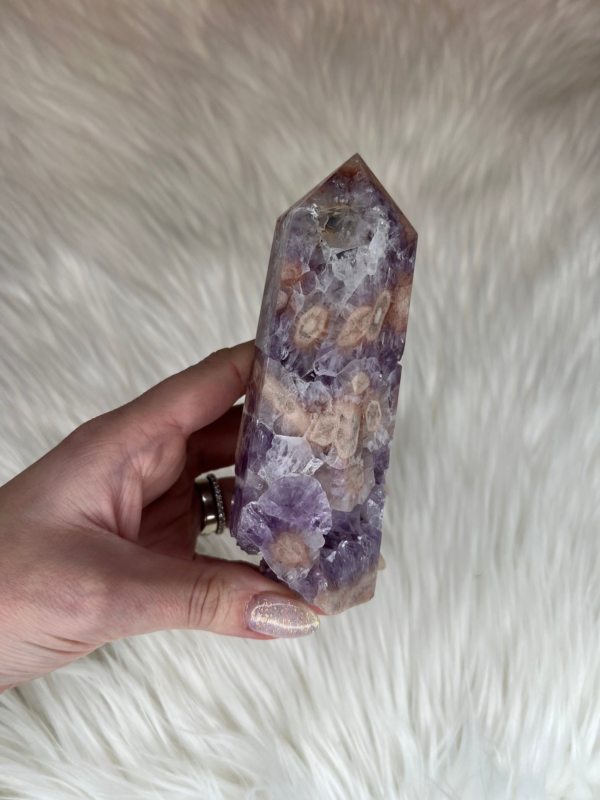 Amethyst & Flower Agate Tower – Crystal Love Collective