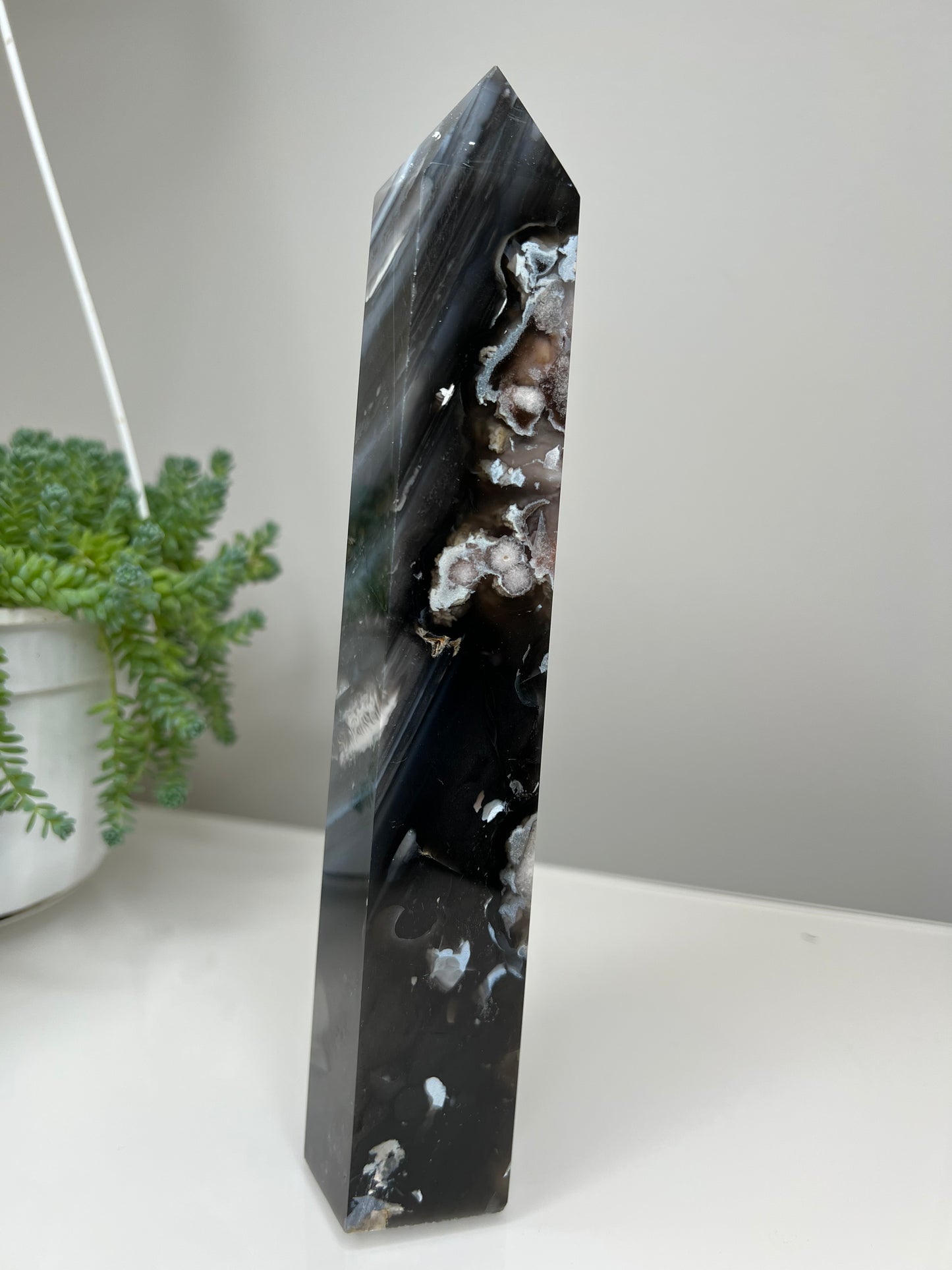 Black Flower Agate Towers
