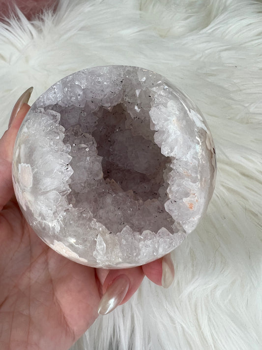 Flower Agate X Quartz Sphere