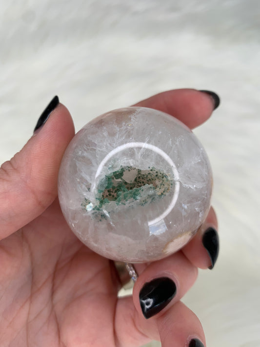 Quartz X Flower Agate with green druzy