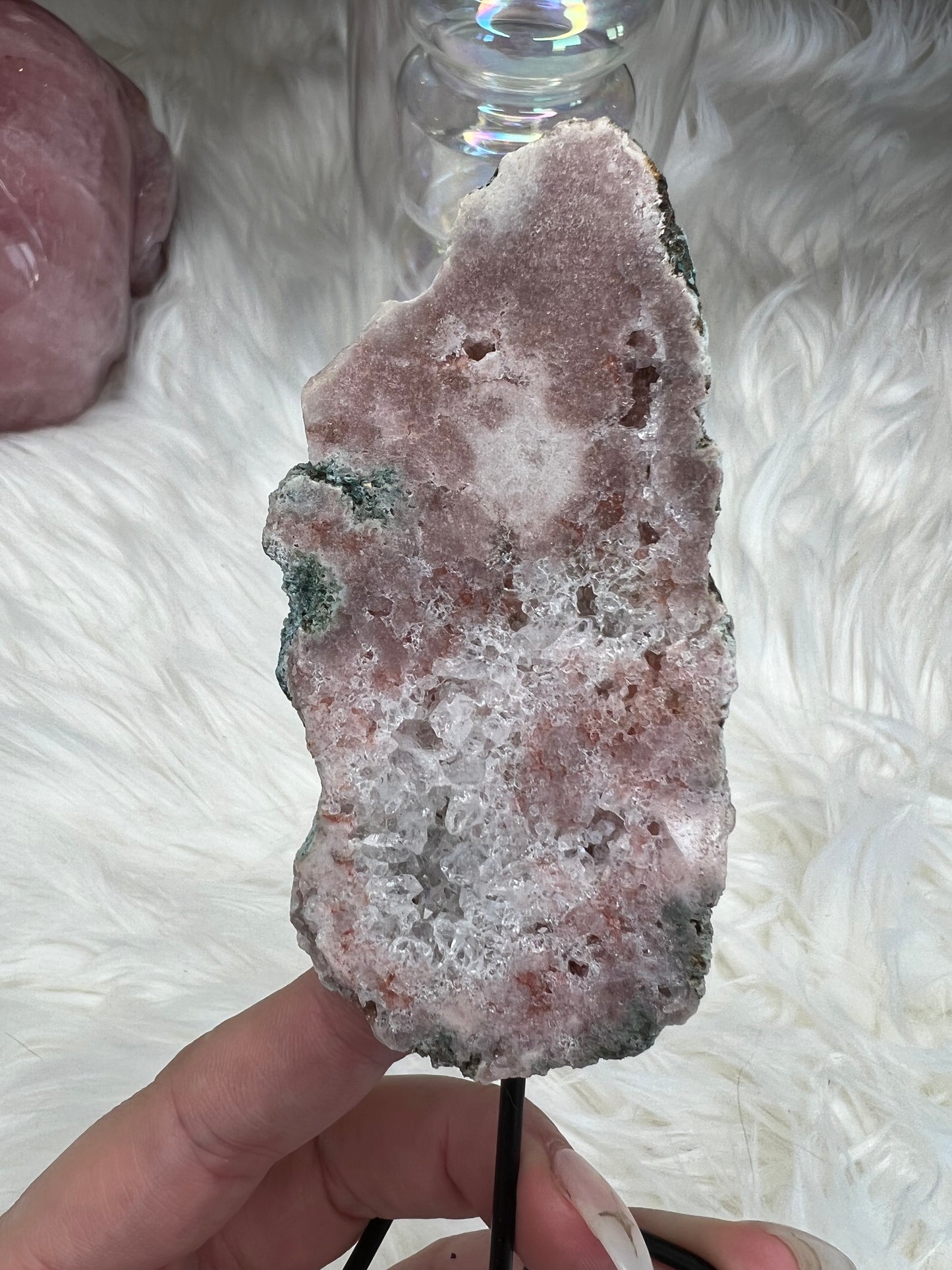 Pink Amethyst slab on stand (s15)