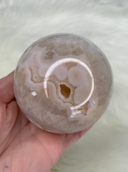 Flower Agate X Quartz Sphere